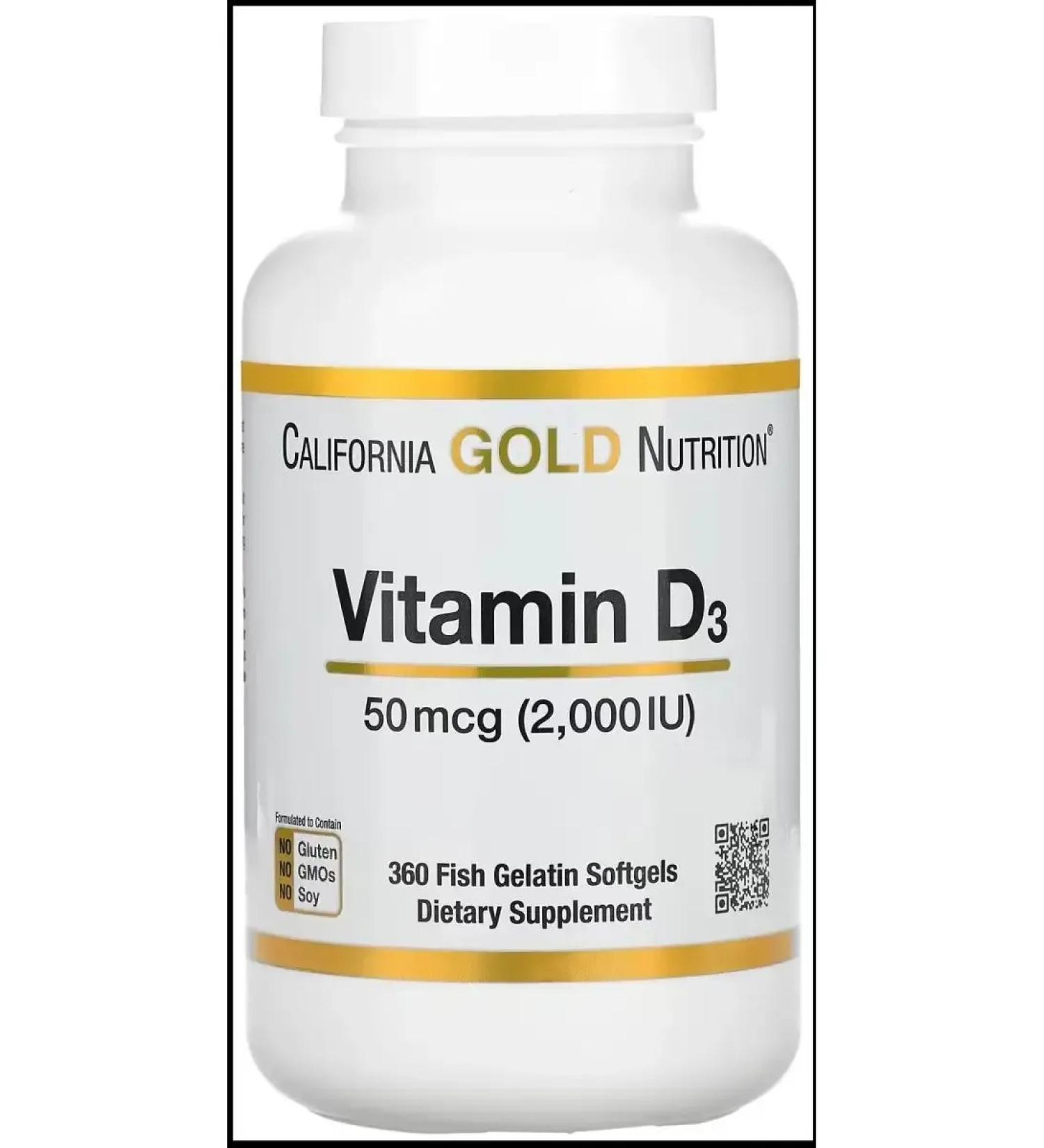 California Gold Nutrition D3 vitamin 2000 me 360 capsules