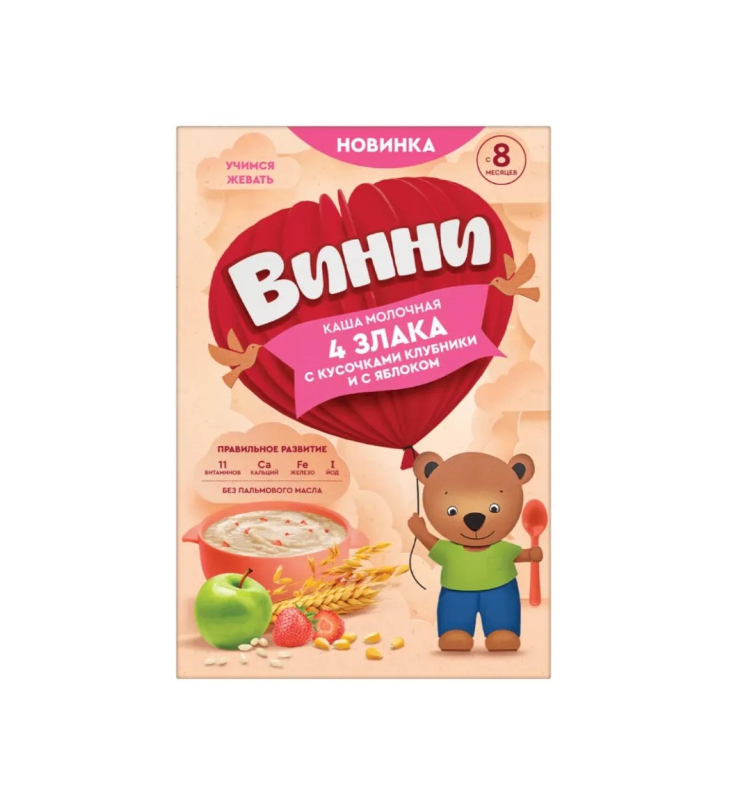 Winnie Porridge dry 4 cereals with pieces of strawberries and apple 200 g