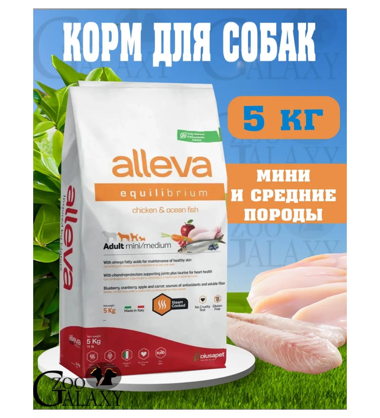 Alleva Dog feed Equilibrium Mini Medium Chicken Fish 5 kg