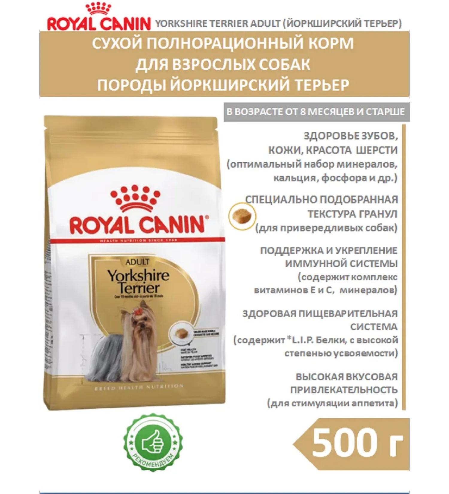 ROYAL CANIN Feed Yorkshire Terrier Yorkshire Terrier 0.5kg - Buy Online on GoSupps.com