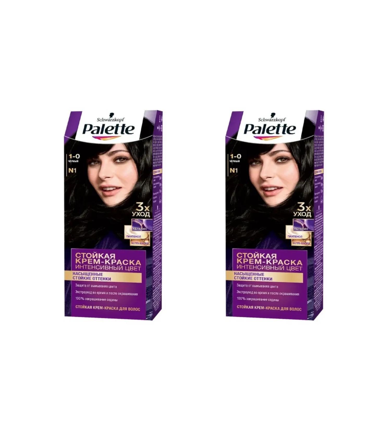 palette Persistent hair cream for hair 1-0 black 2 pcs 110 ml - Buy Online on GoSupps.com