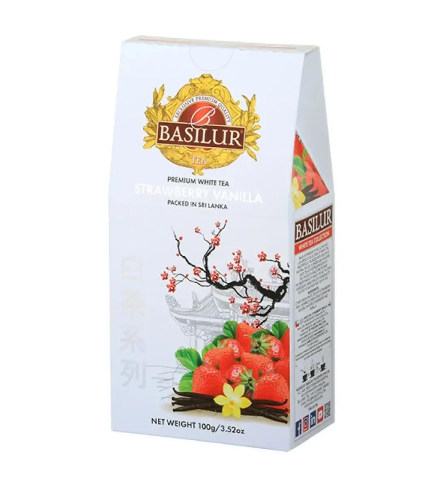 Basilur White tea "strawberries and vanilla" 100 g - Buy Online on GoSupps.com