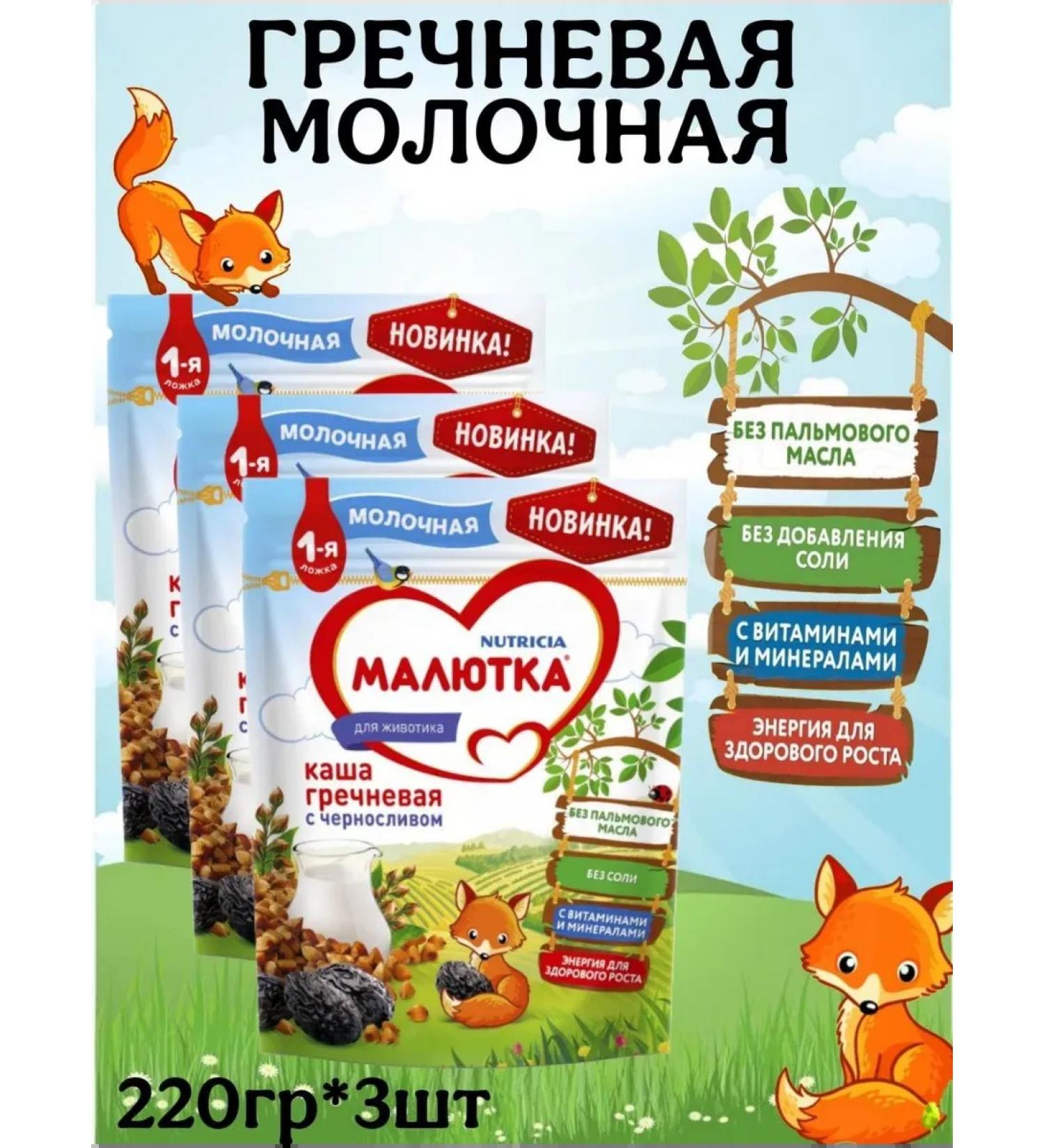 Little one Greek milk porridge with prunes 220g 3pcs - Buy Online on GoSupps.com
