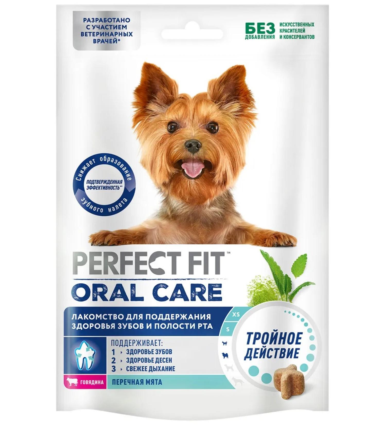 PERFECT FIT A treat for the teeth of small dogs beef mint 90 g - Buy Online on GoSupps.com