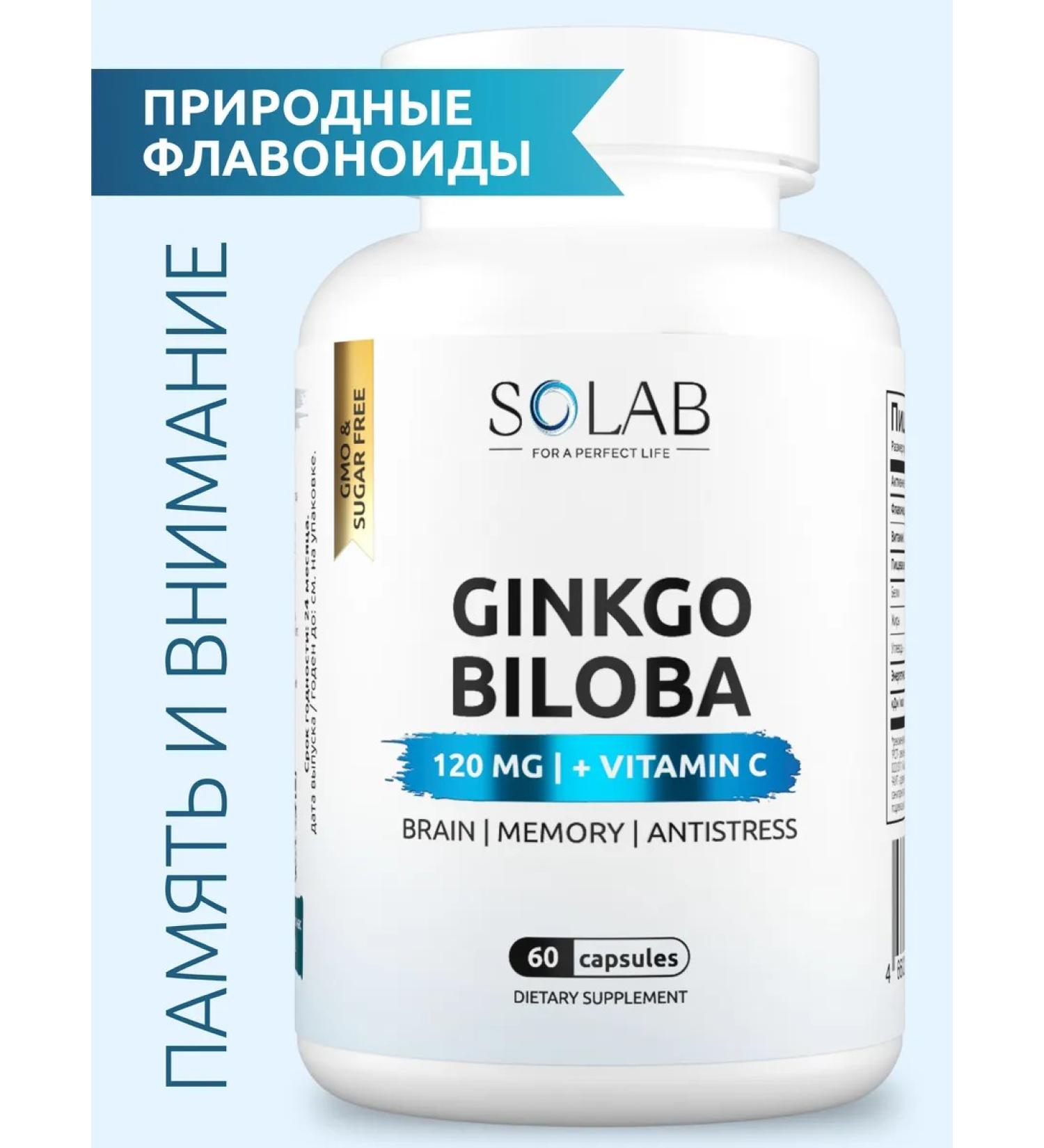 SOLAB Ginkgo bilobe with vitamin C for the brain memory - Buy Online on GoSupps.com
