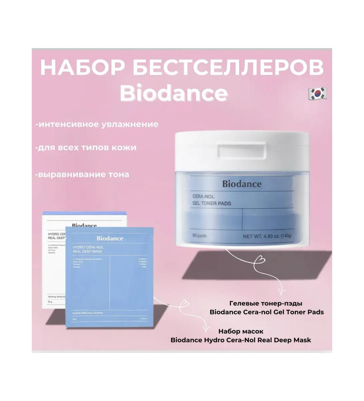 BIODANCE Set of bestsellers from Cera-Nol Pads and a set of masks