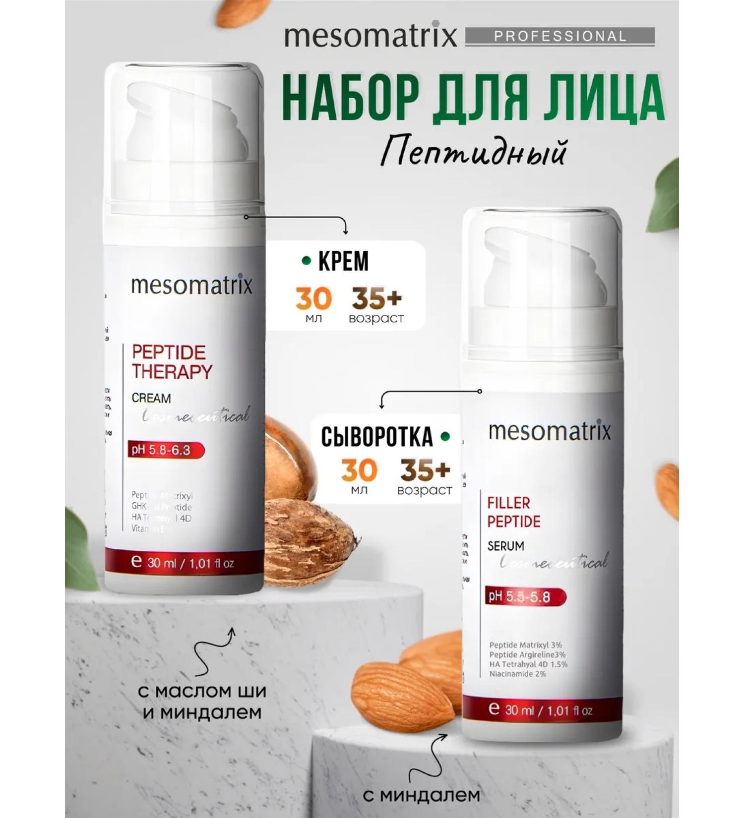 Mesomatrix Professional Facial cream anti -aging and serum with peptides set - Buy Online on GoSupps.com