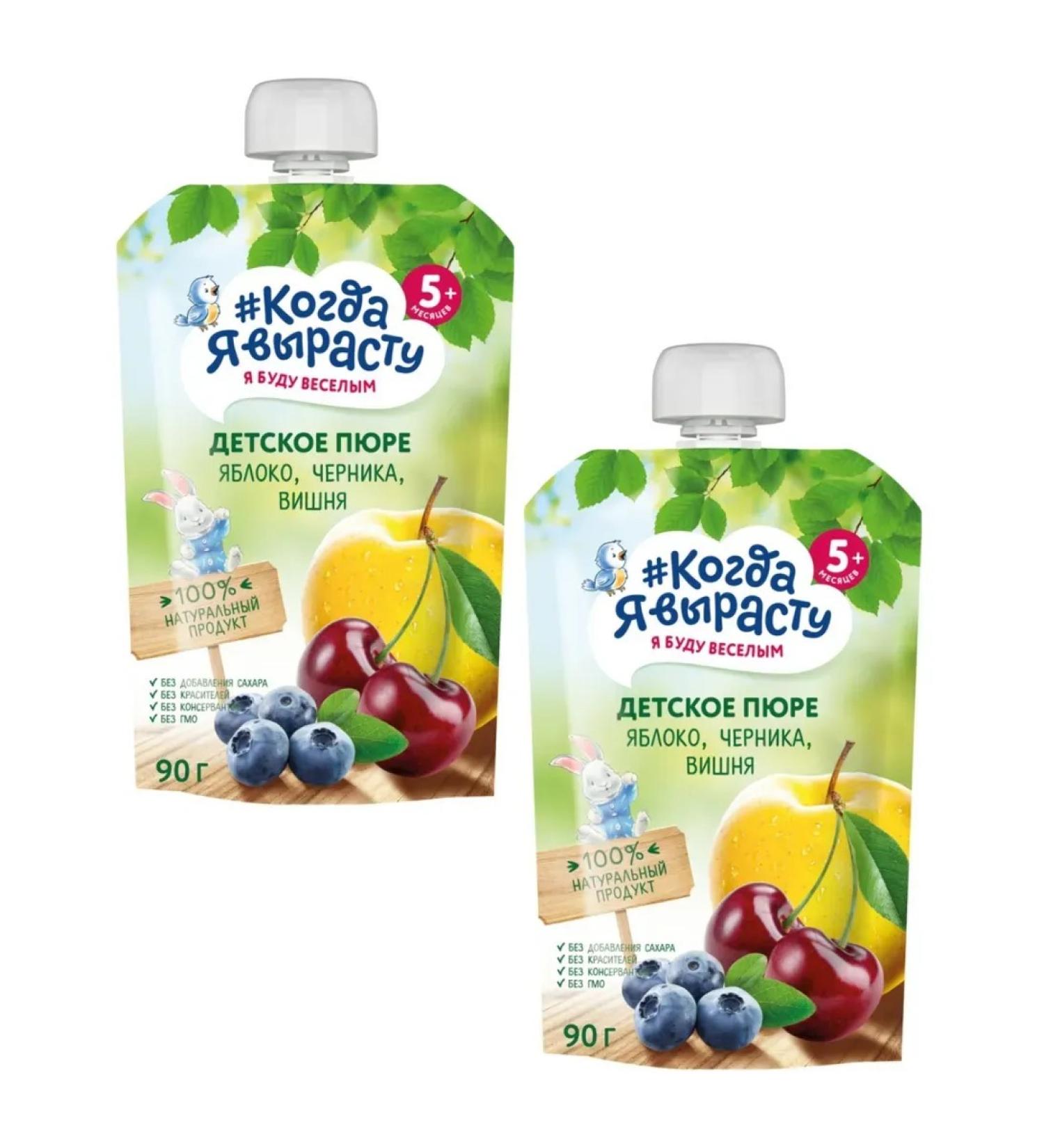 When I grow up Puree fruit apple-dash-vocabulary for children 90g 2 pcs - Buy Online on GoSupps.com