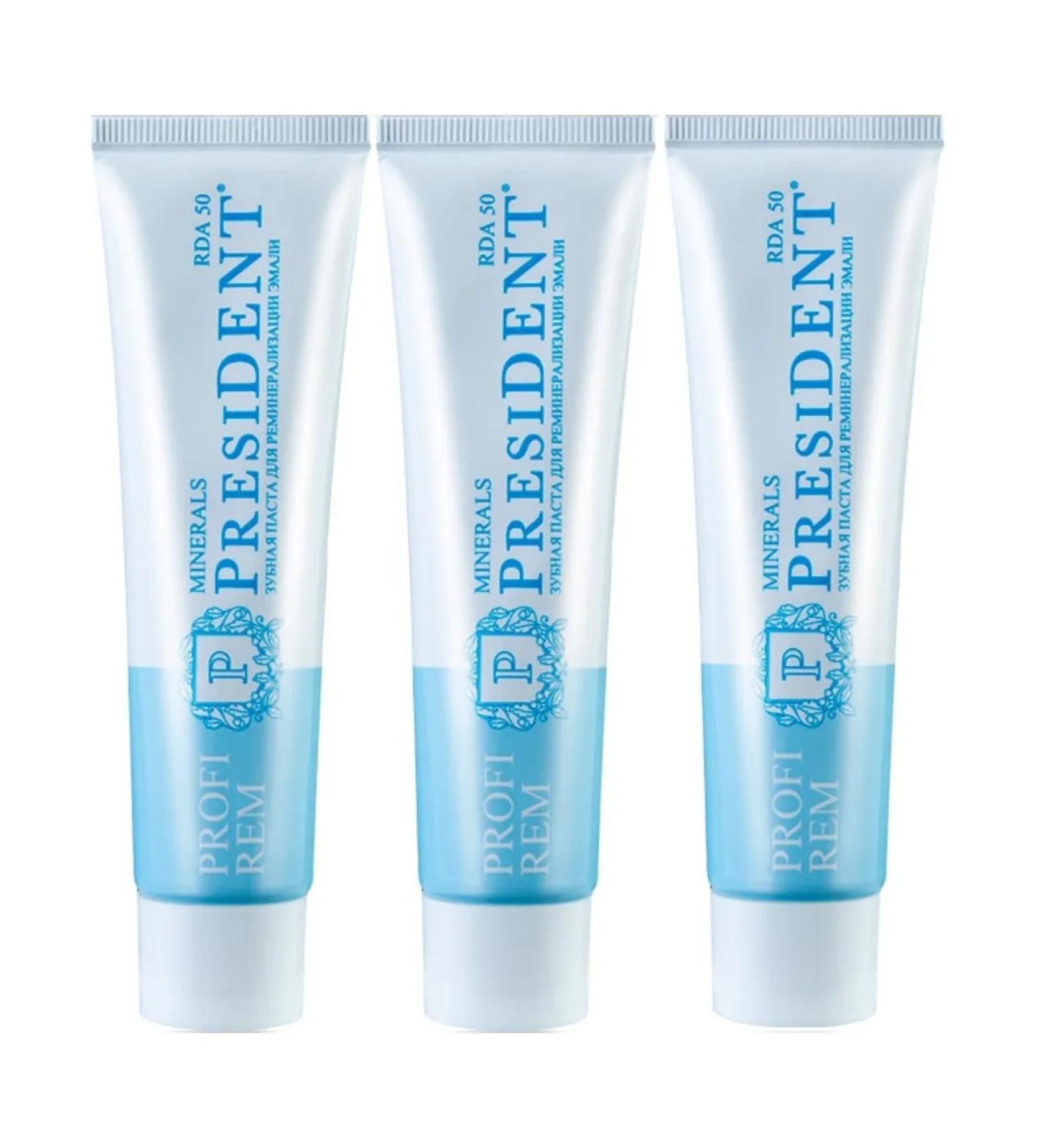 President Toothpaste with a remineralizing effect of 50 ml - 3 pcs - Buy Online on GoSupps.com