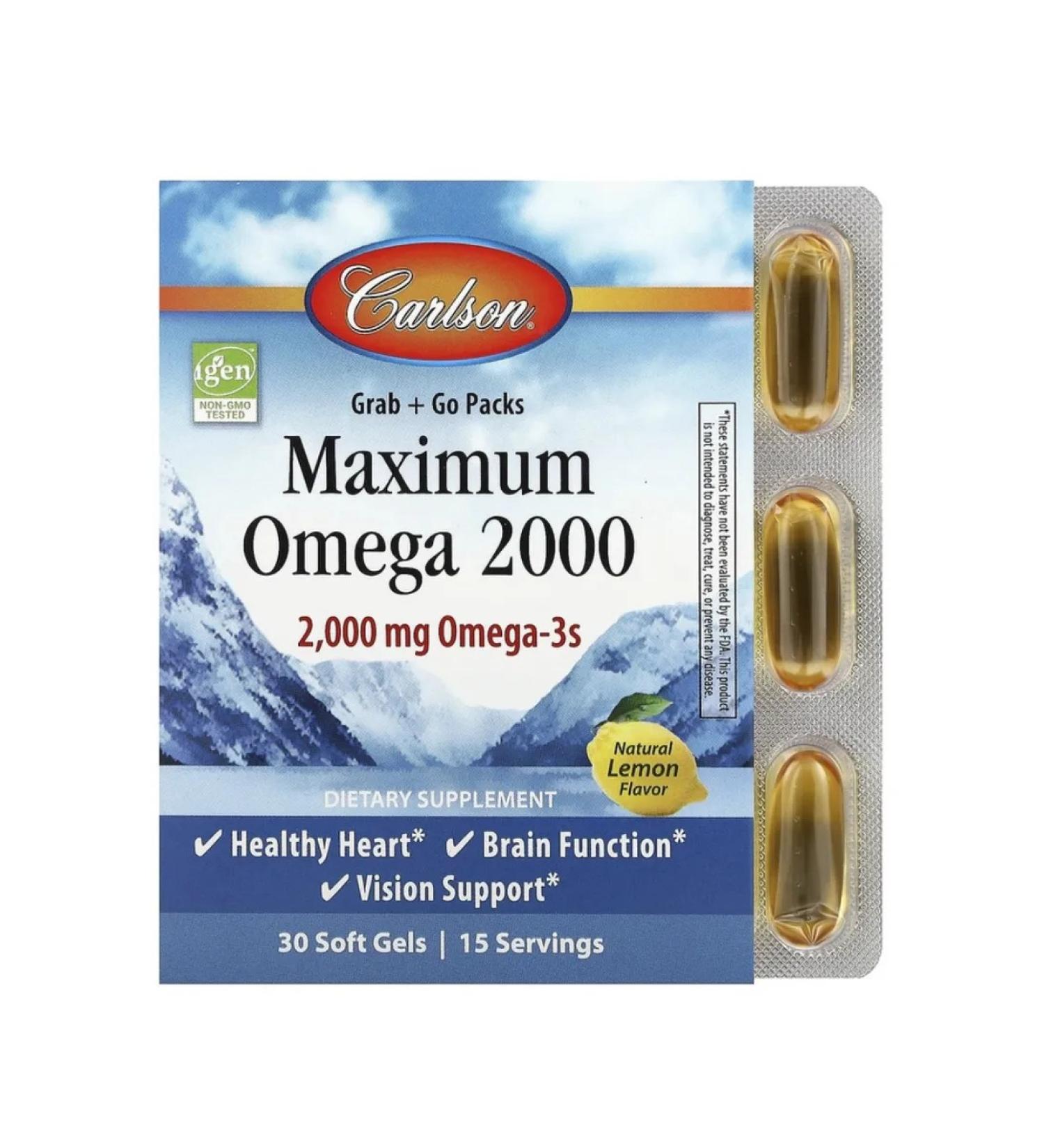 Carlson Omega with natural lemon taste 2000 mg 30 capsules