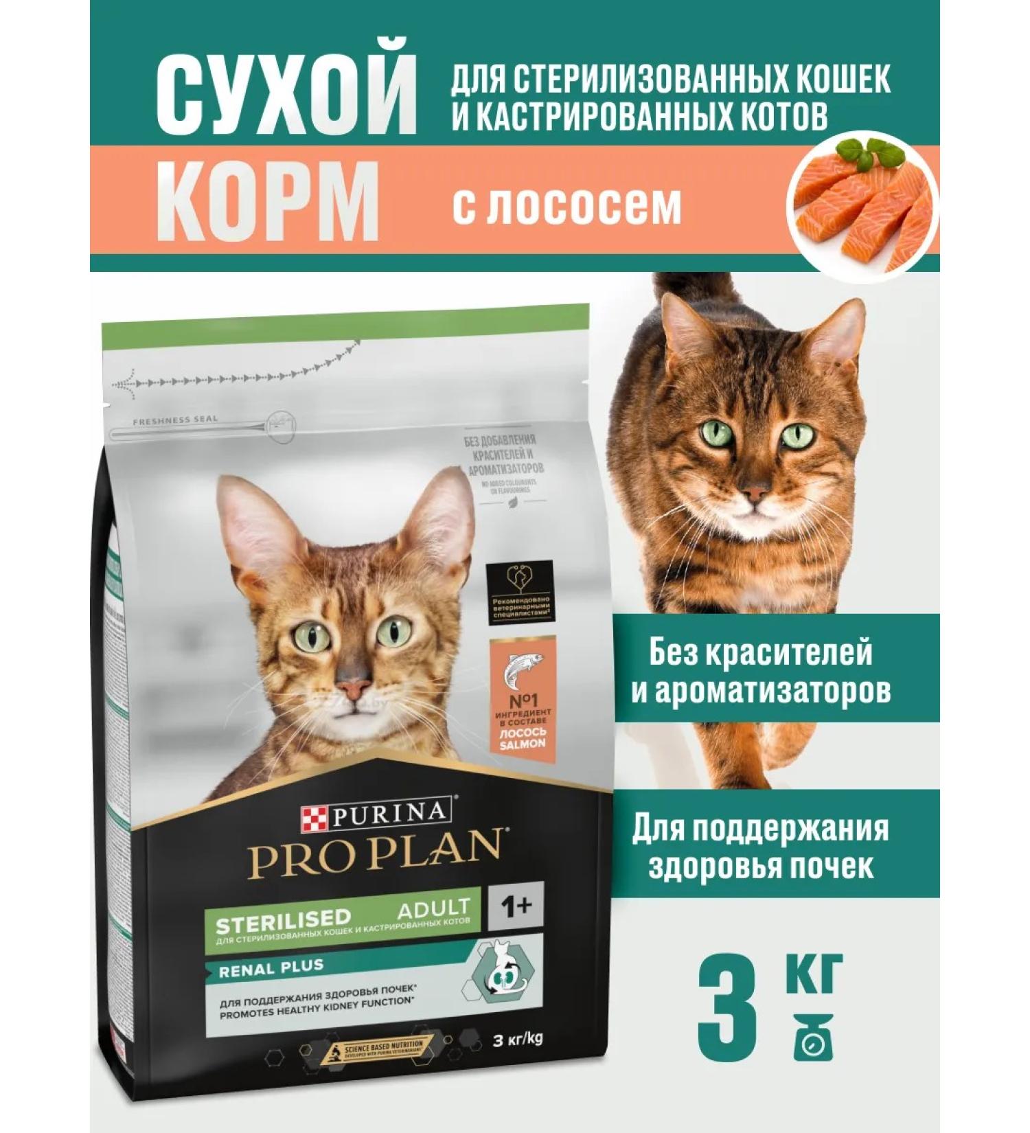 PRO PLAN Dry food for sterilized cats 3 kg with salmon - Buy Online on GoSupps.com