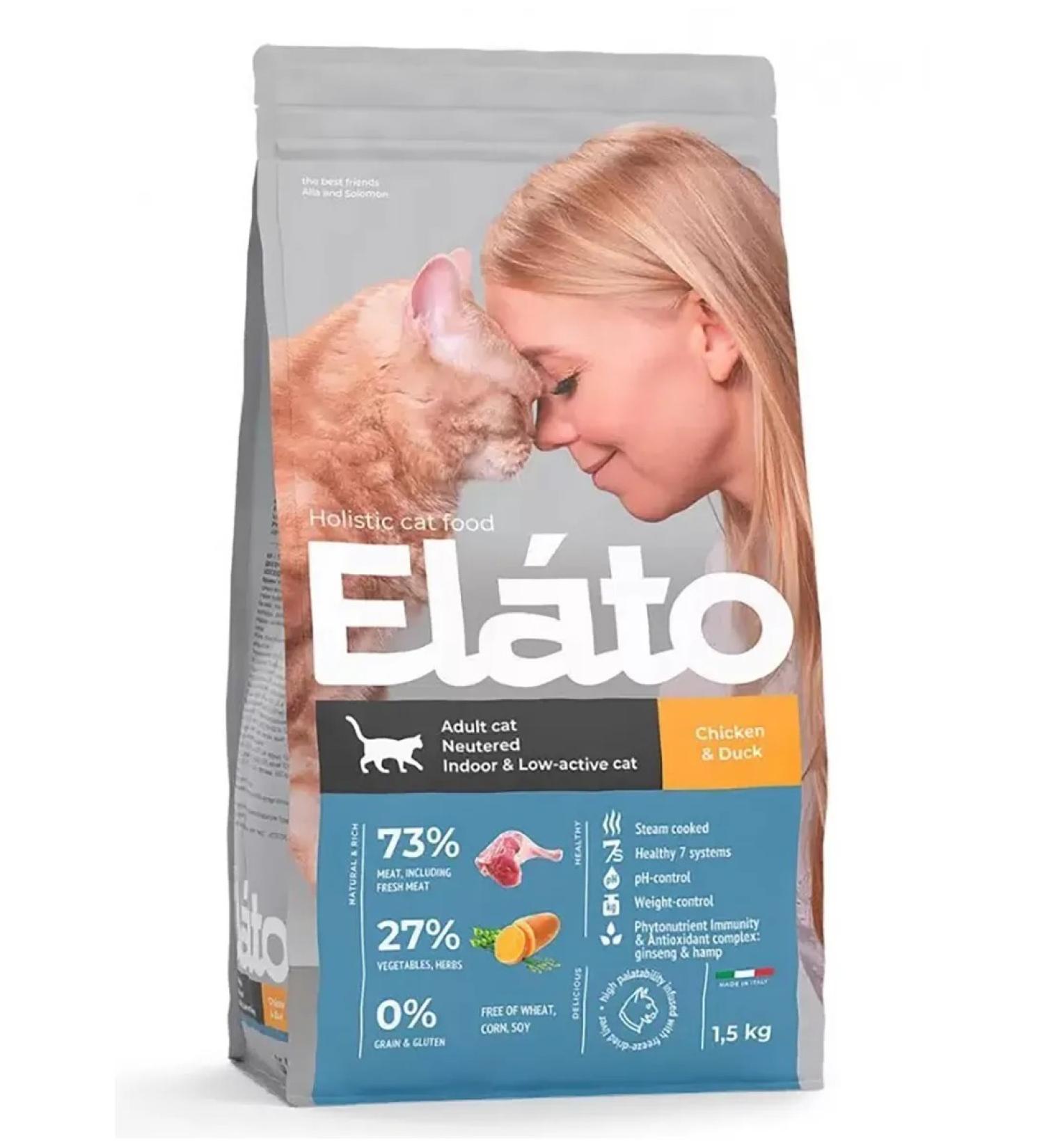 Elato Feed for sterilized cats with chicken and duck 1.5 kg - Buy Online on GoSupps.com