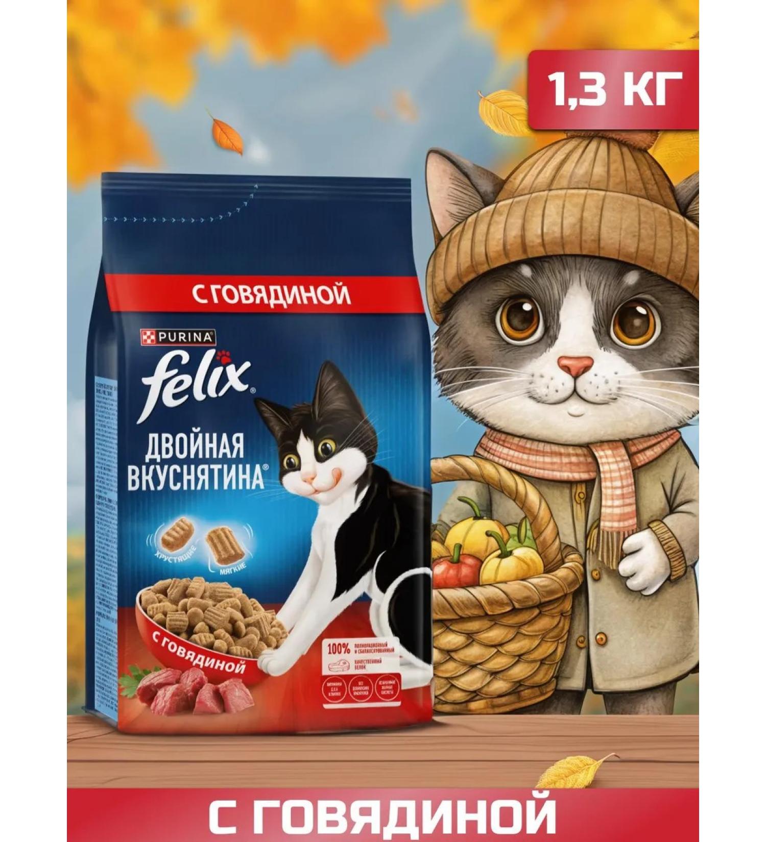 FELIX Dry food for adult cats with meat 1.3 kg - Buy Online on GoSupps.com