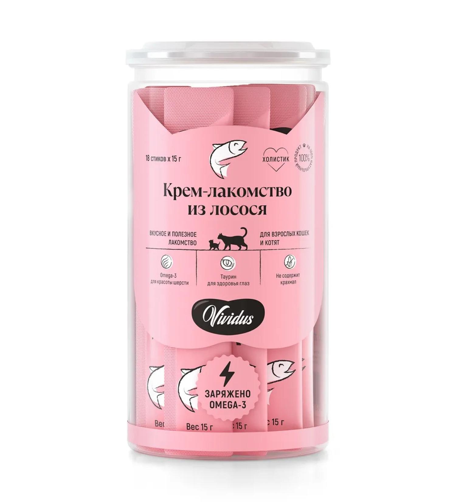 Vividus Cream-stall for cats and kittens salmon sticks (18 pcs pack) - Buy Online on GoSupps.com