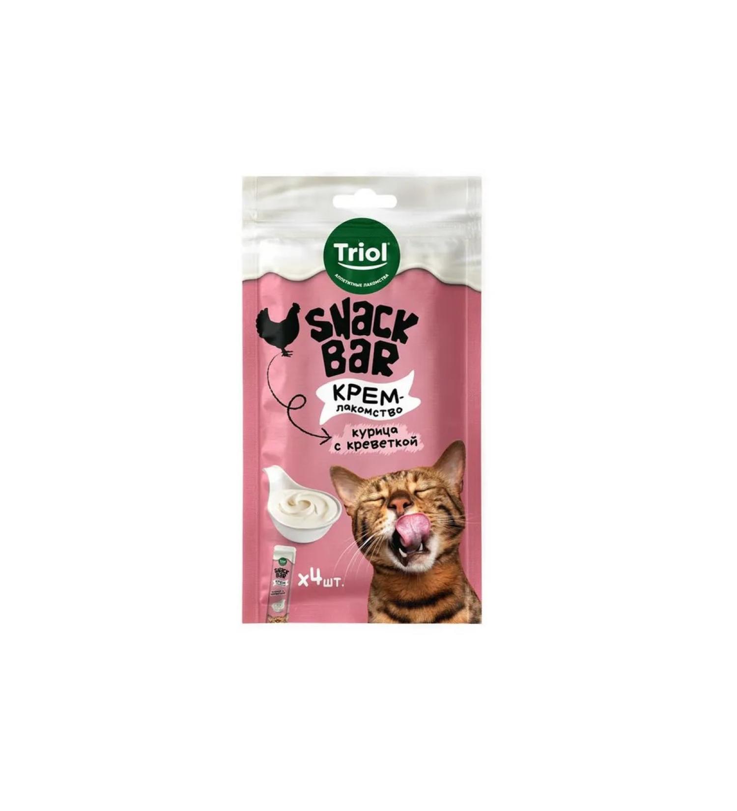 Triol Cat treat for chicken cream with shrimp 40g