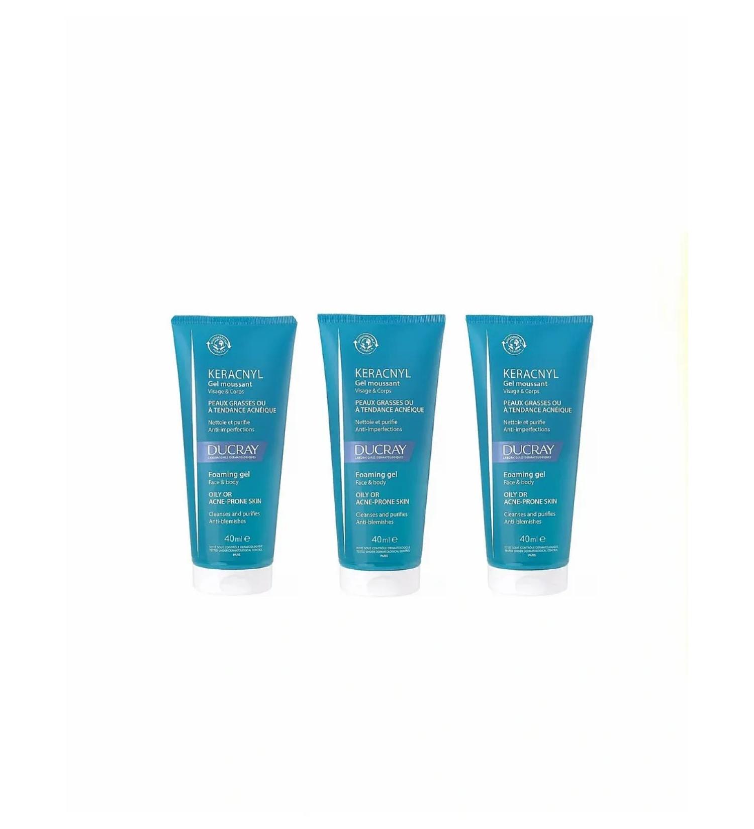 DUCRAY Keracnyl cleansing gel 3 pieces of 40 ml
