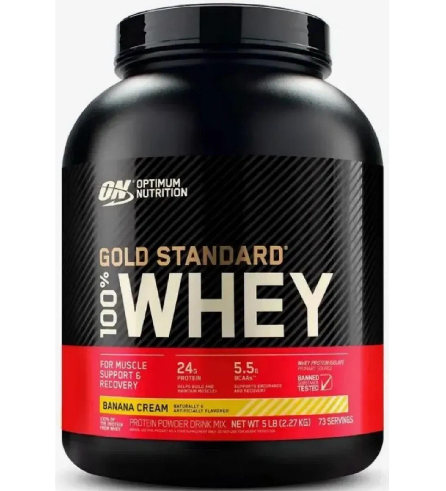 Optimum Nutrition Protein Gold Standard 100% Whey 2270 gr Banana cream - Buy Online on GoSupps.com