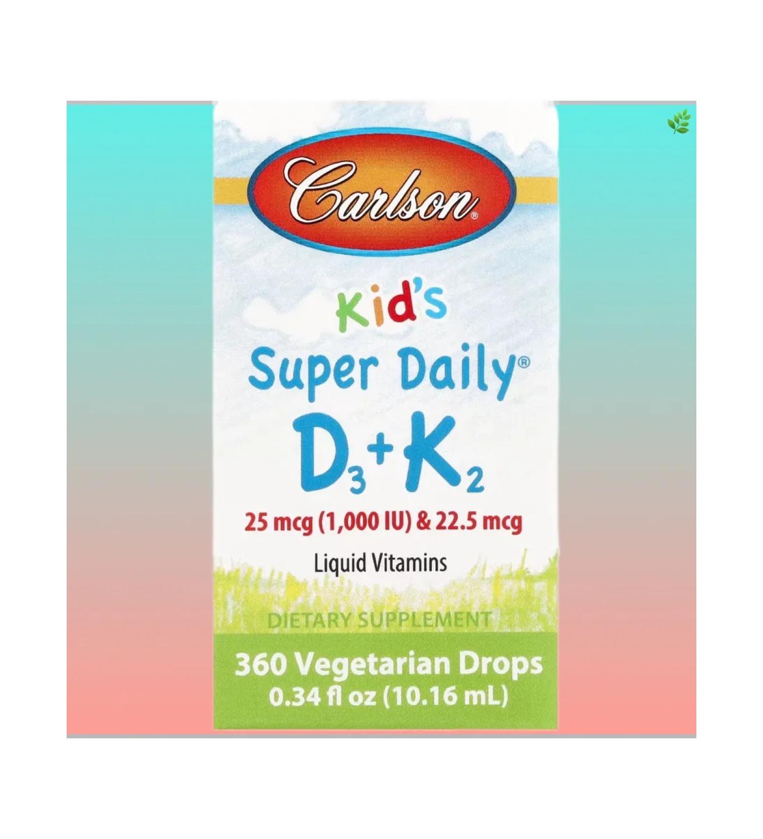 Carlson D3+K2 for children 25 g (1000 IU) and 22.5 g 10.16 ml - Buy Online on GoSupps.com