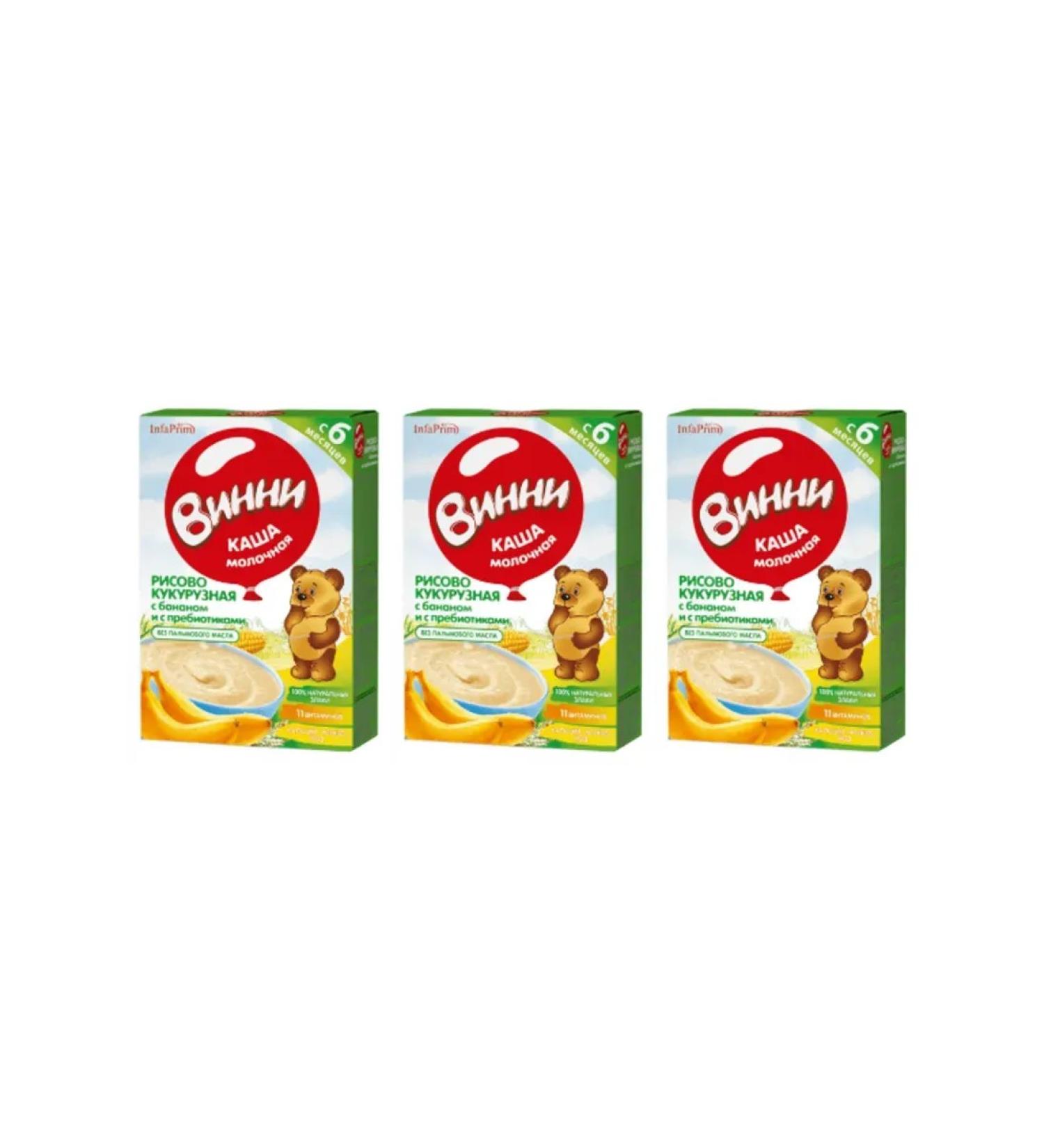Winnie Rice-Kukuruznaya porridge with a banana for children from 6 months 200g 3pcs - Buy Online on GoSupps.com