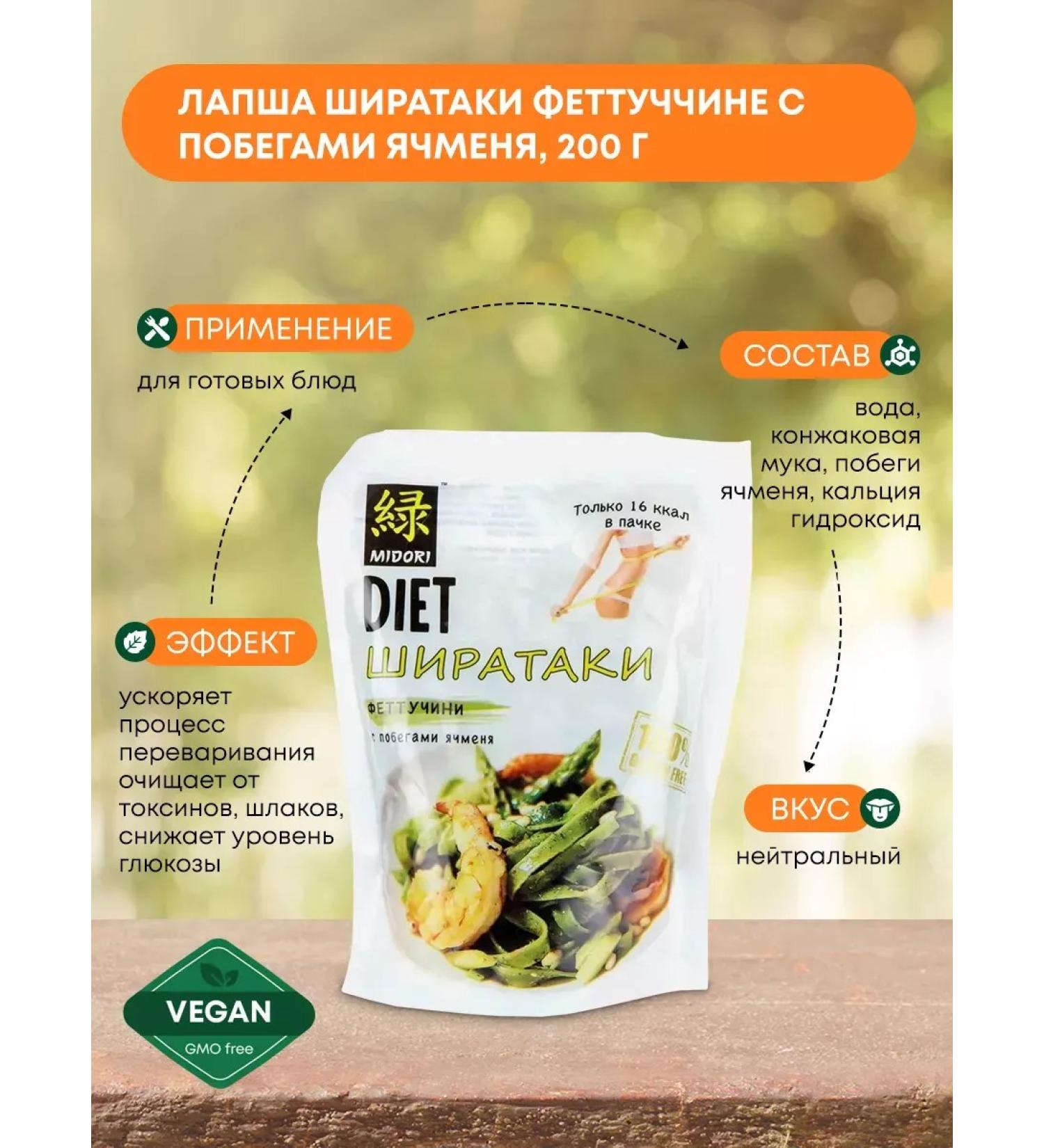 Midori Fettucca noodles with barley shoots 200 g - Buy Online on GoSupps.com