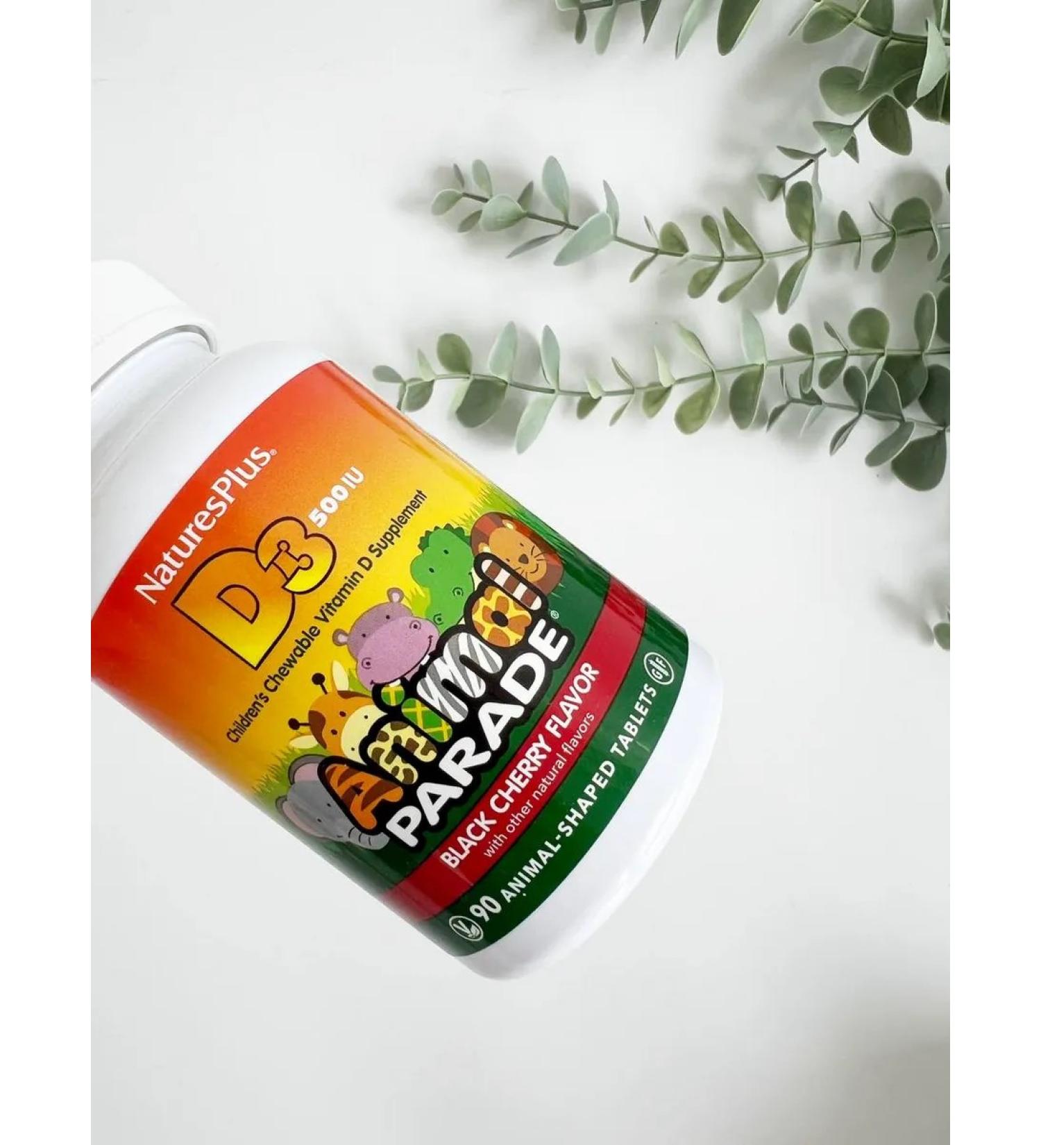 Natures Plus Animal Parade D3 Vitamin D3 Children with the taste of cherries 90 pcs - Buy Online on GoSupps.com