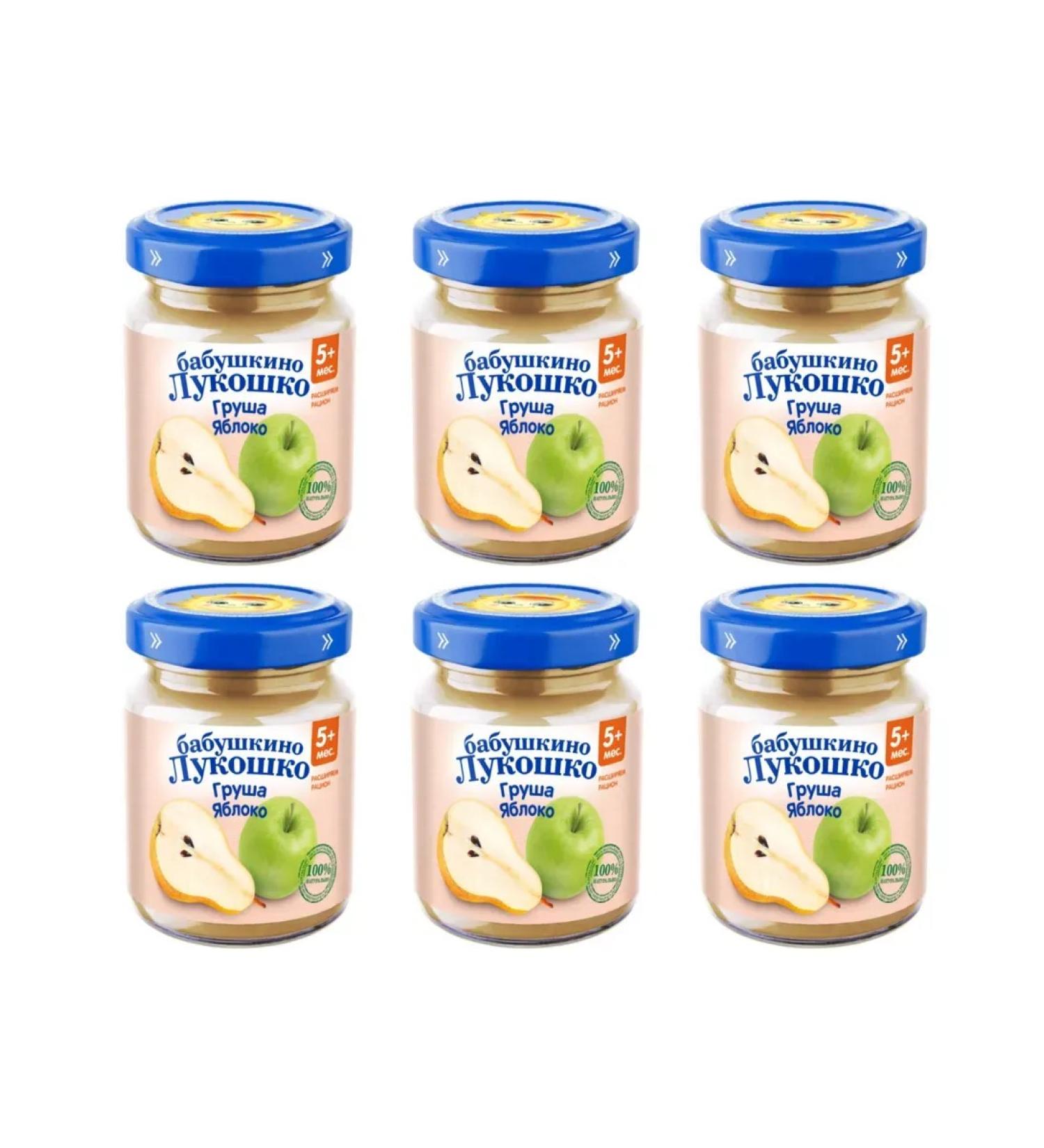 grandma's basket Puree pear with an apple from 5 months 100 g 6 pcs
