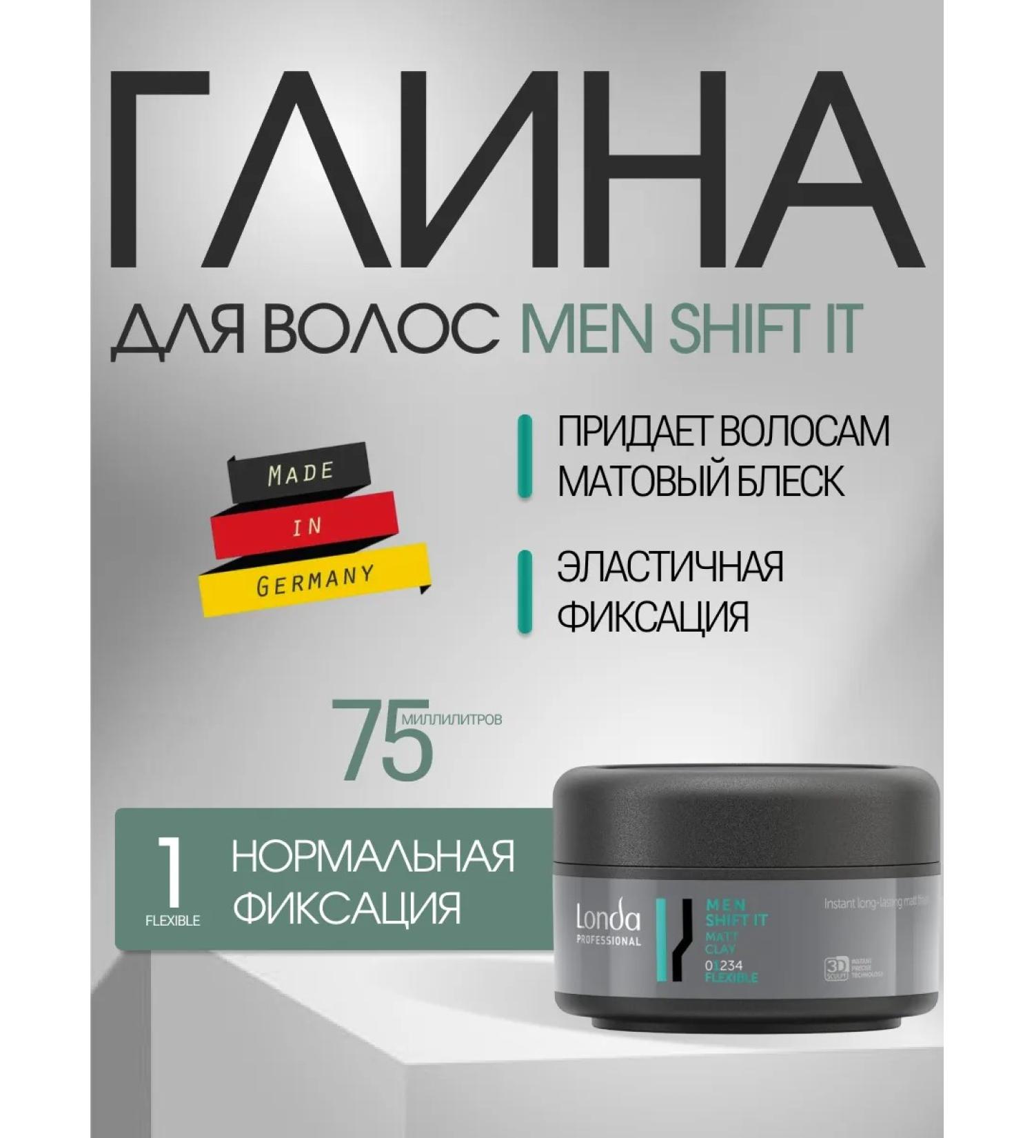 Londa Professional MEN SHIFT IT Matte Clay for Normal Hold Hair 75 ml - Buy Online on GoSupps.com