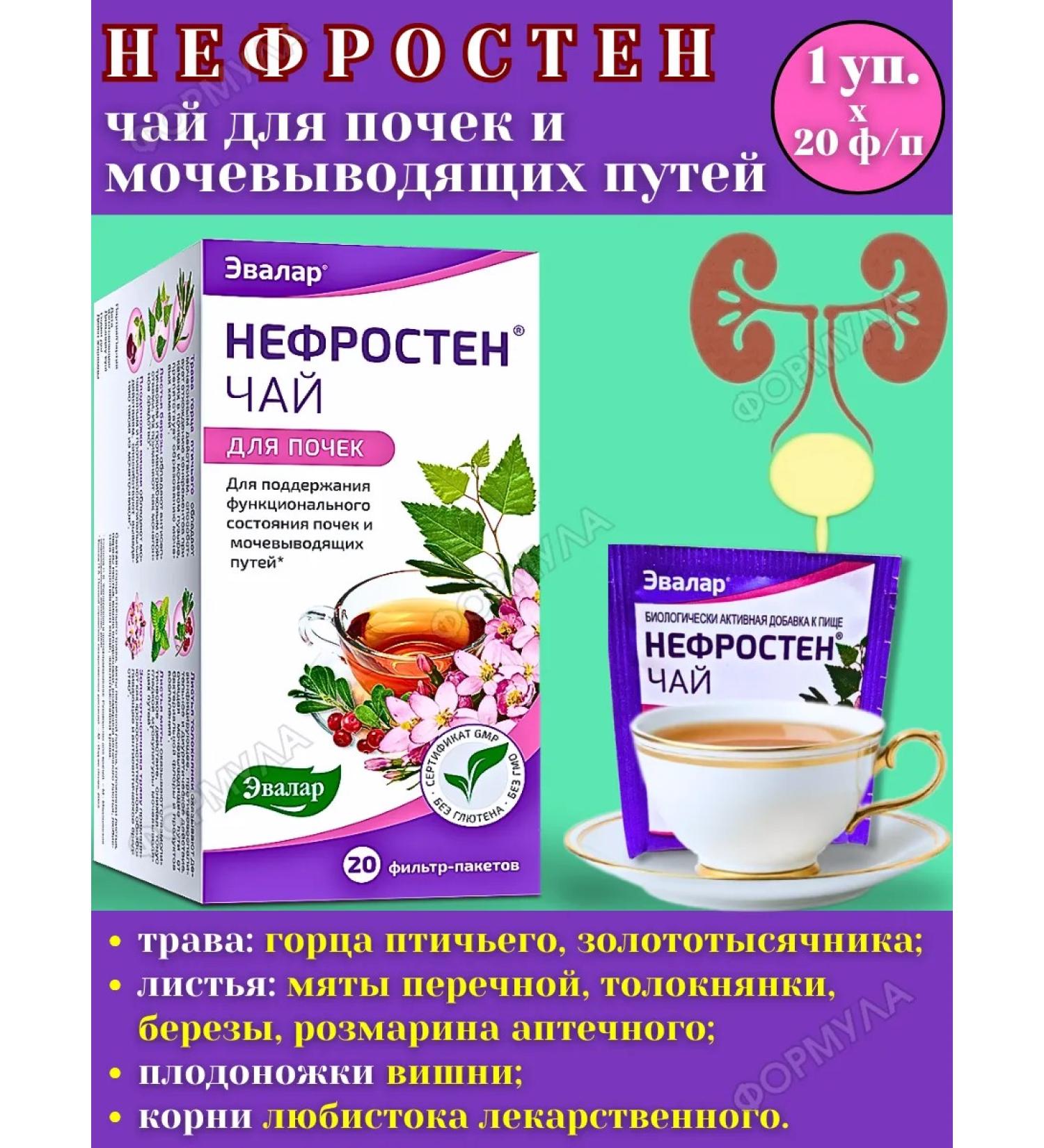 Evalar Nephrosten Phytochas for kidneys and urinary tract 20f p*1UP - Buy Online on GoSupps.com