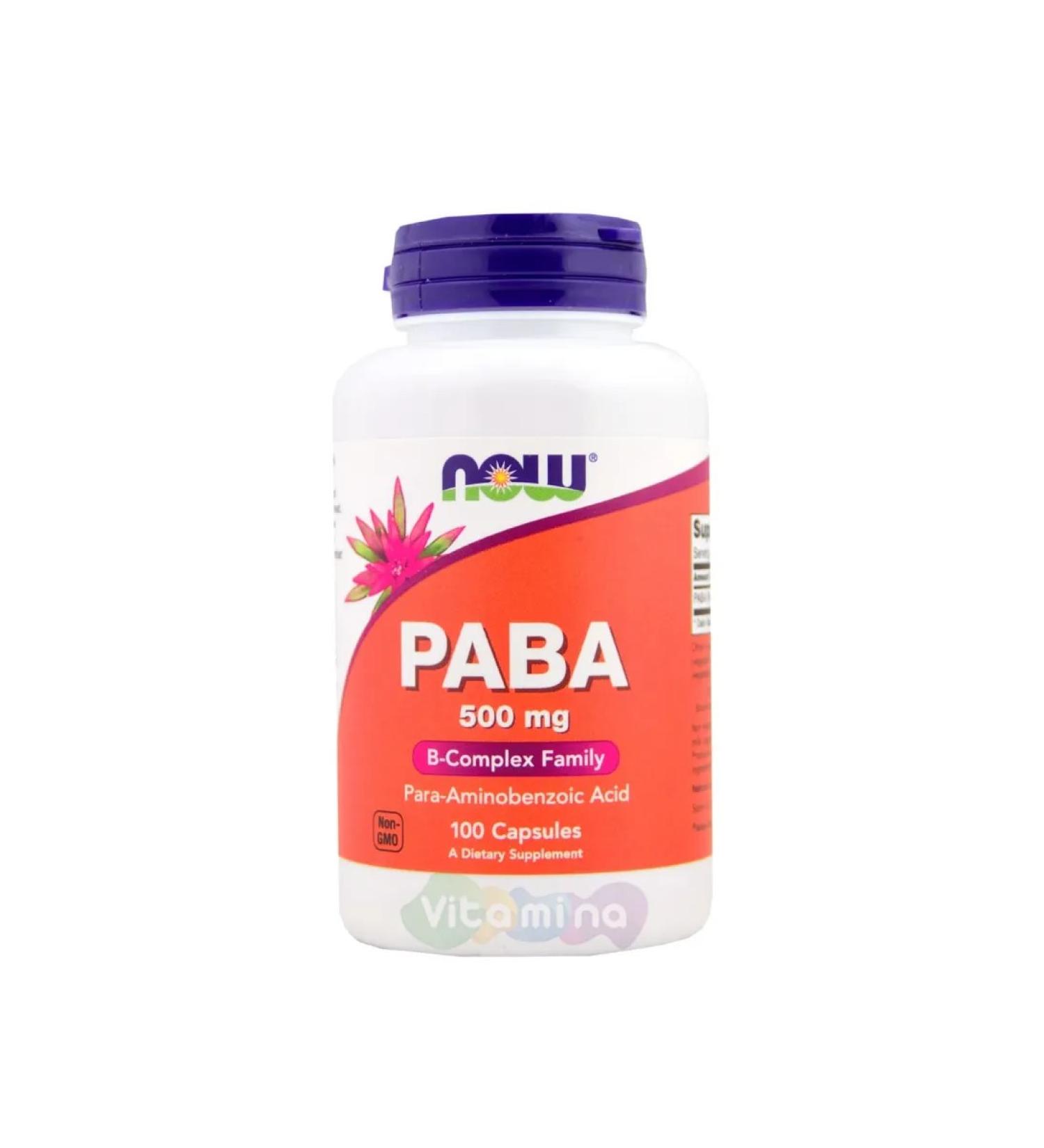 PABA (paraiaminobenzoic acid) 500 mg 100 caps - Buy Online on GoSupps.com