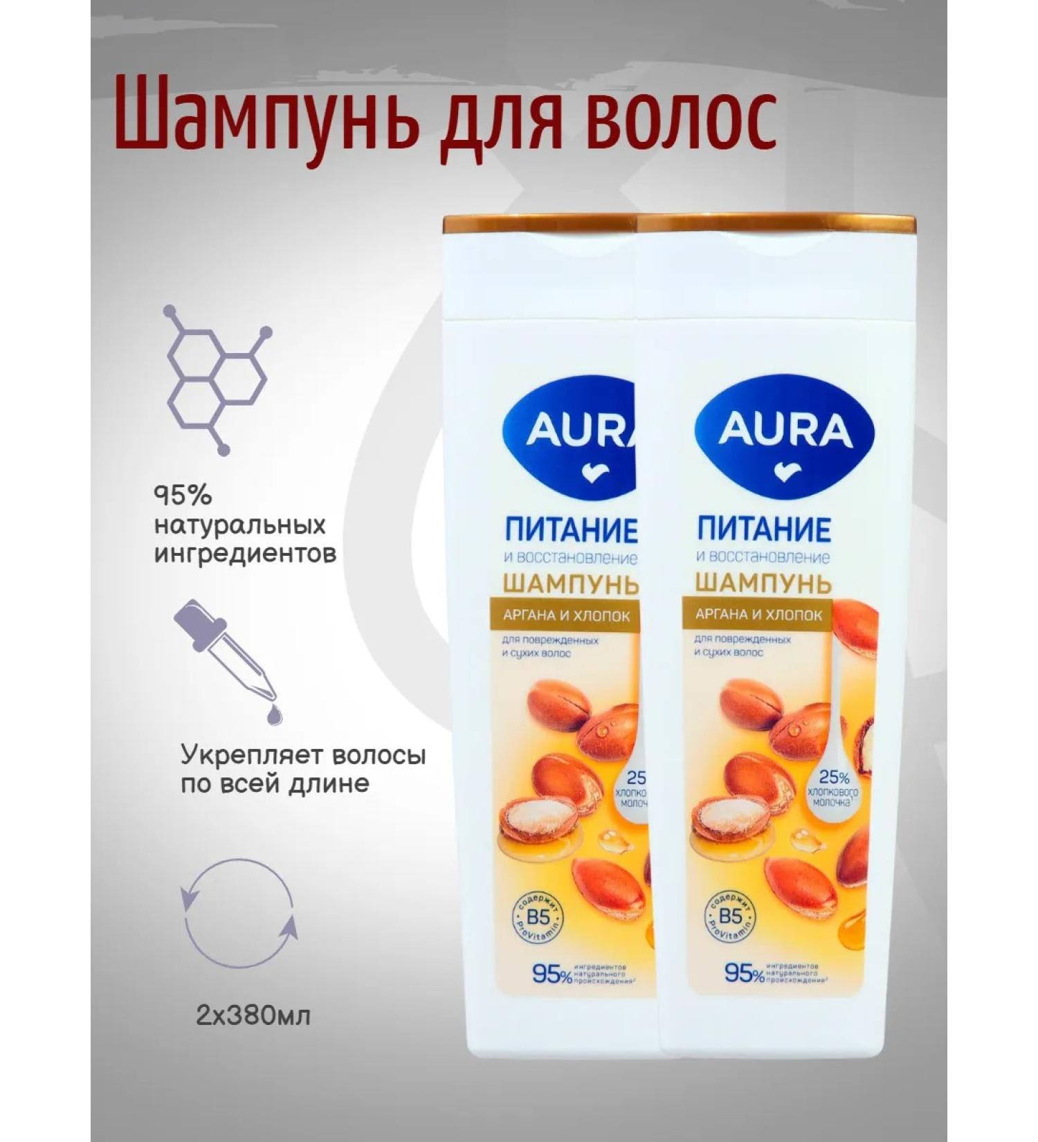 Aura Hair shampoo power and recovery 380ml 2pcs
