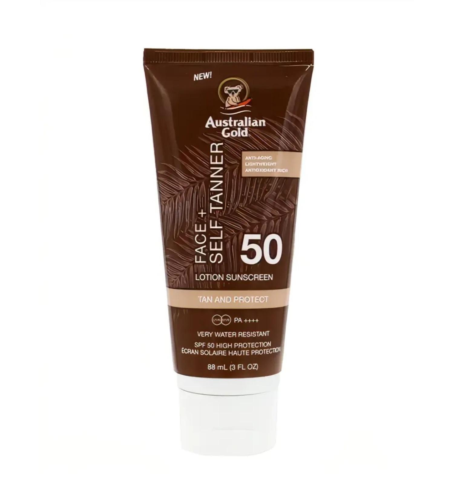 Australian Gold Facial Lotion SPF 50 Face + Self Tanner Lotion Sunscreen - Buy Online on GoSupps.com