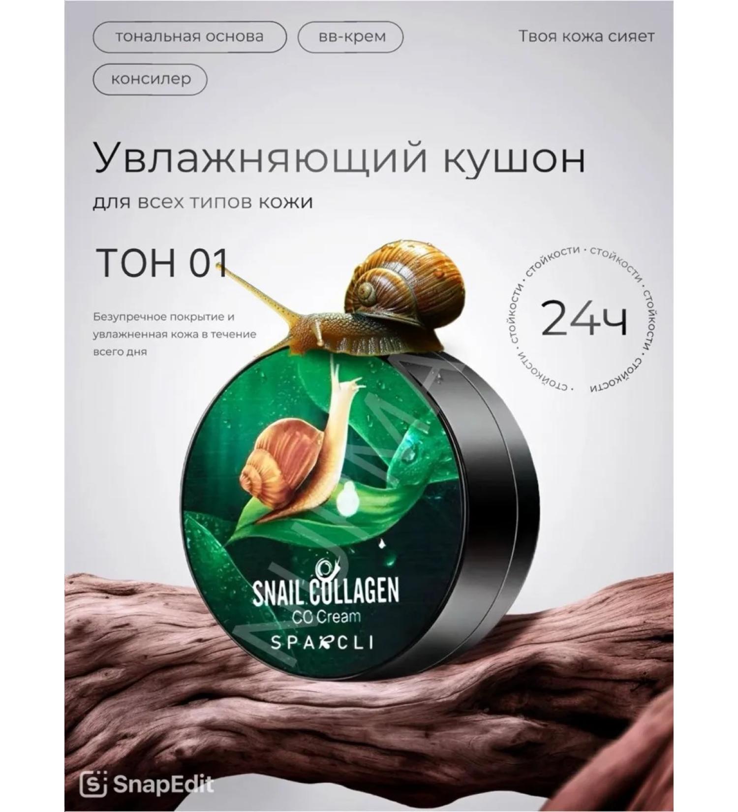 Moisturizing tonal cream Kushon for face with sponge tone 01 - Buy Online on GoSupps.com