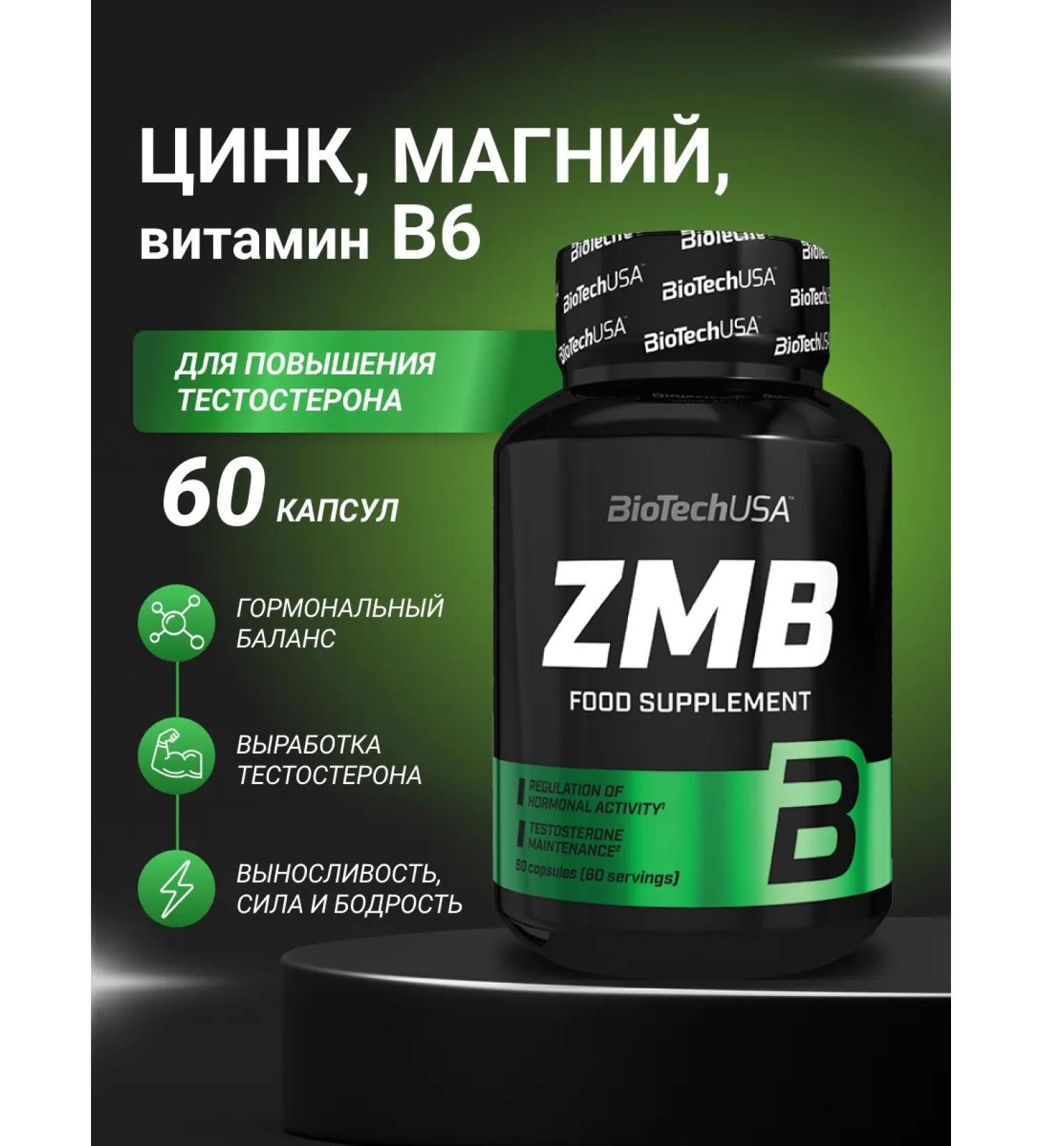 BioTechUSA Testosterone Boster ZMA Zinc + magnesium + vitamin B6 60 caps - Buy Online on GoSupps.com