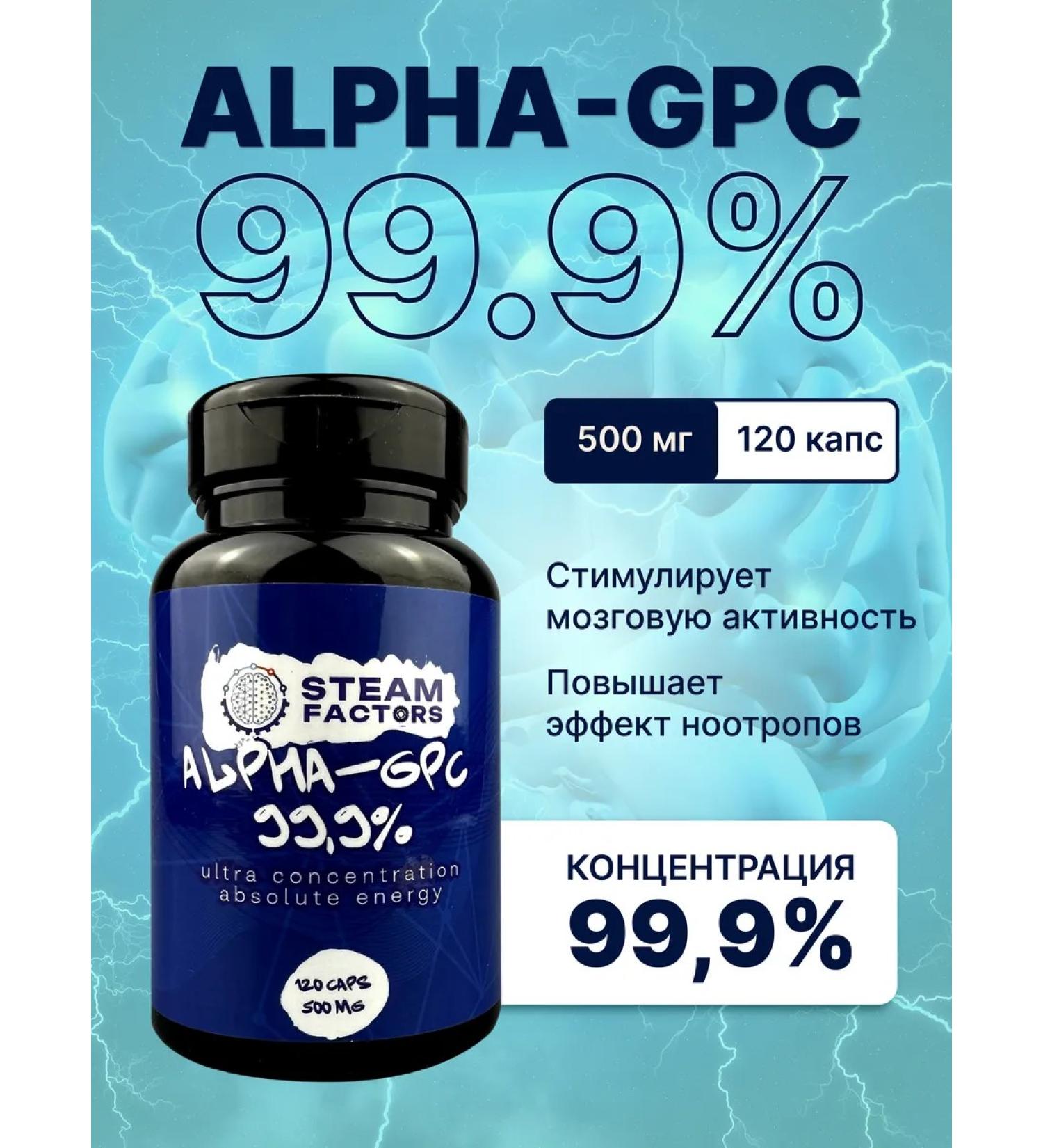 Steam Factors Alpha GPC 99% best choline and alpha GFH 120 capsules 500 mg - Buy Online on GoSupps.com