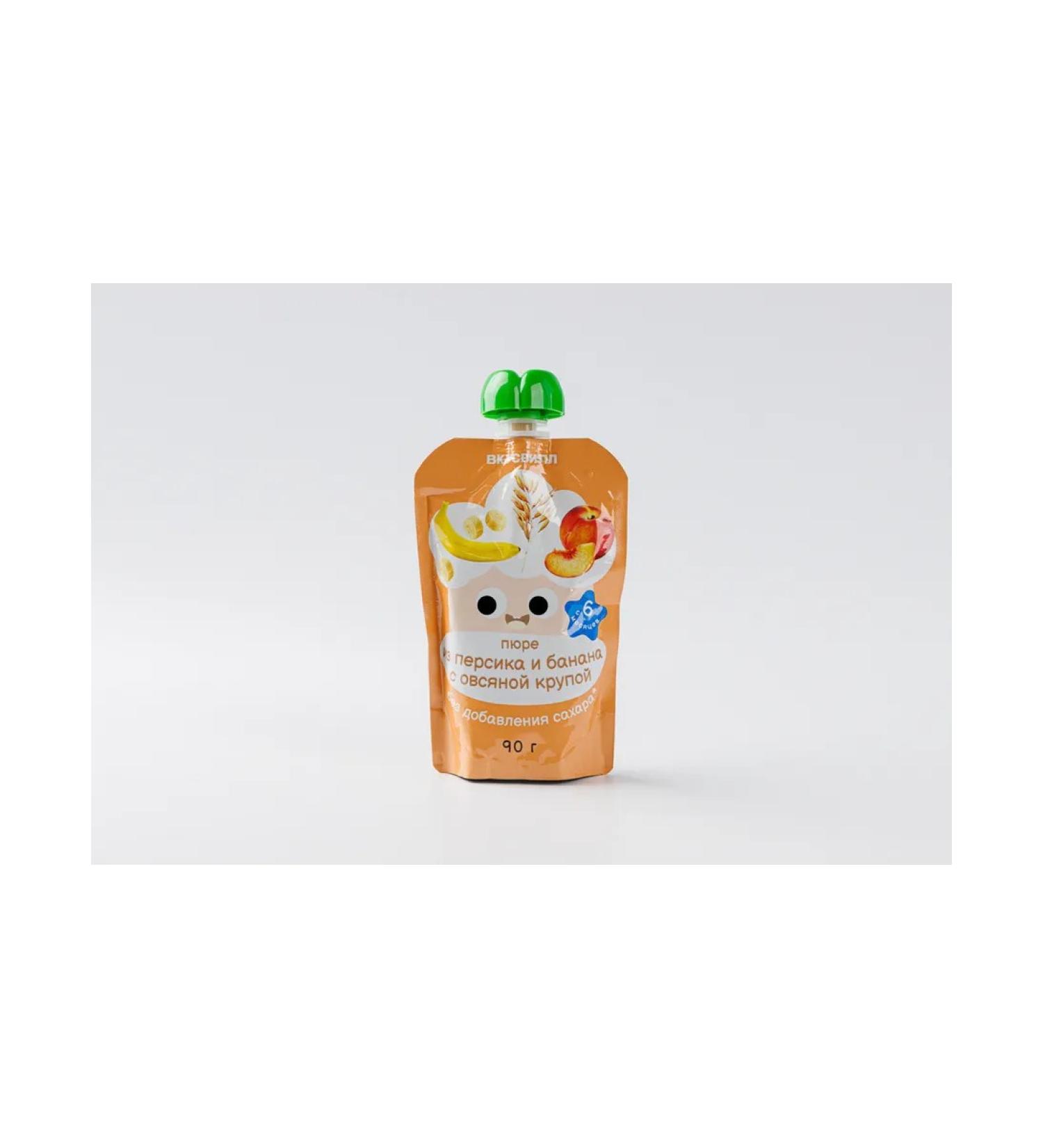 VkusVill Puree from peach and banana with oatmeal 90 g