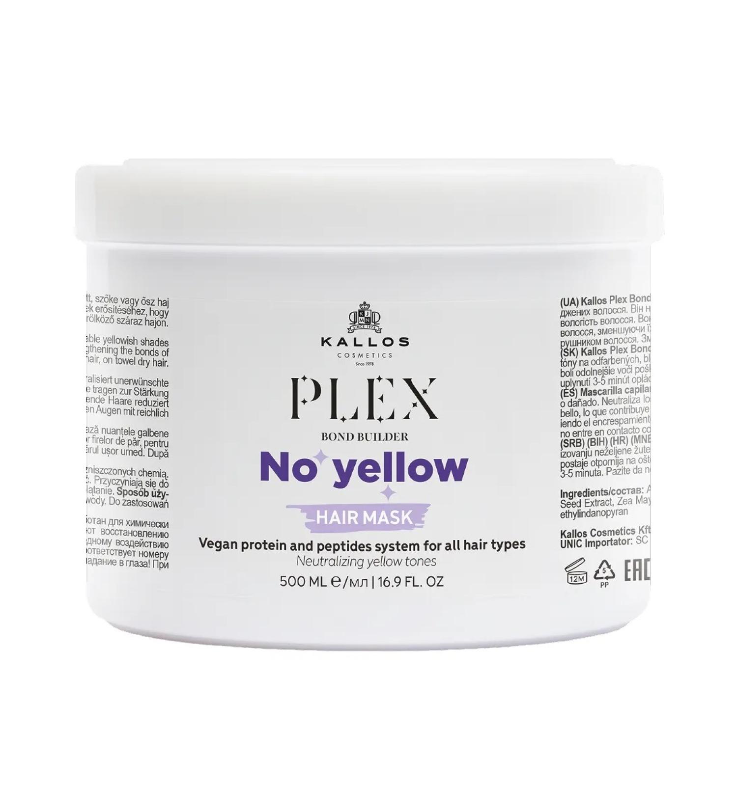 Kallos Cosmetics Plex no yellow hair mask from yellowness 500 ml - Buy Online on GoSupps.com