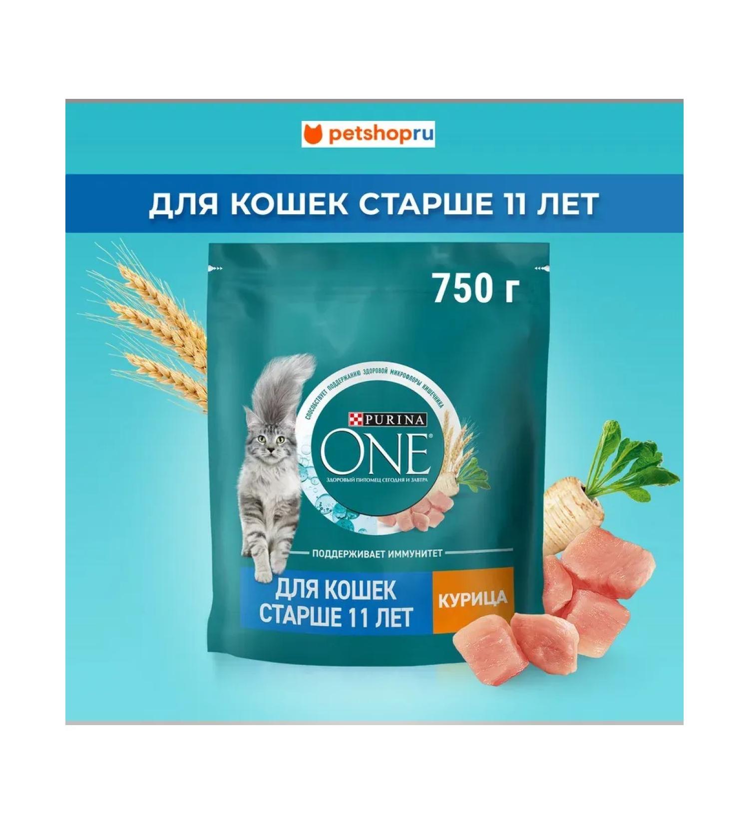 PURINA ONE Dry food for cats over 11 years old chicken and cereals 750 grams - Buy Online on GoSupps.com