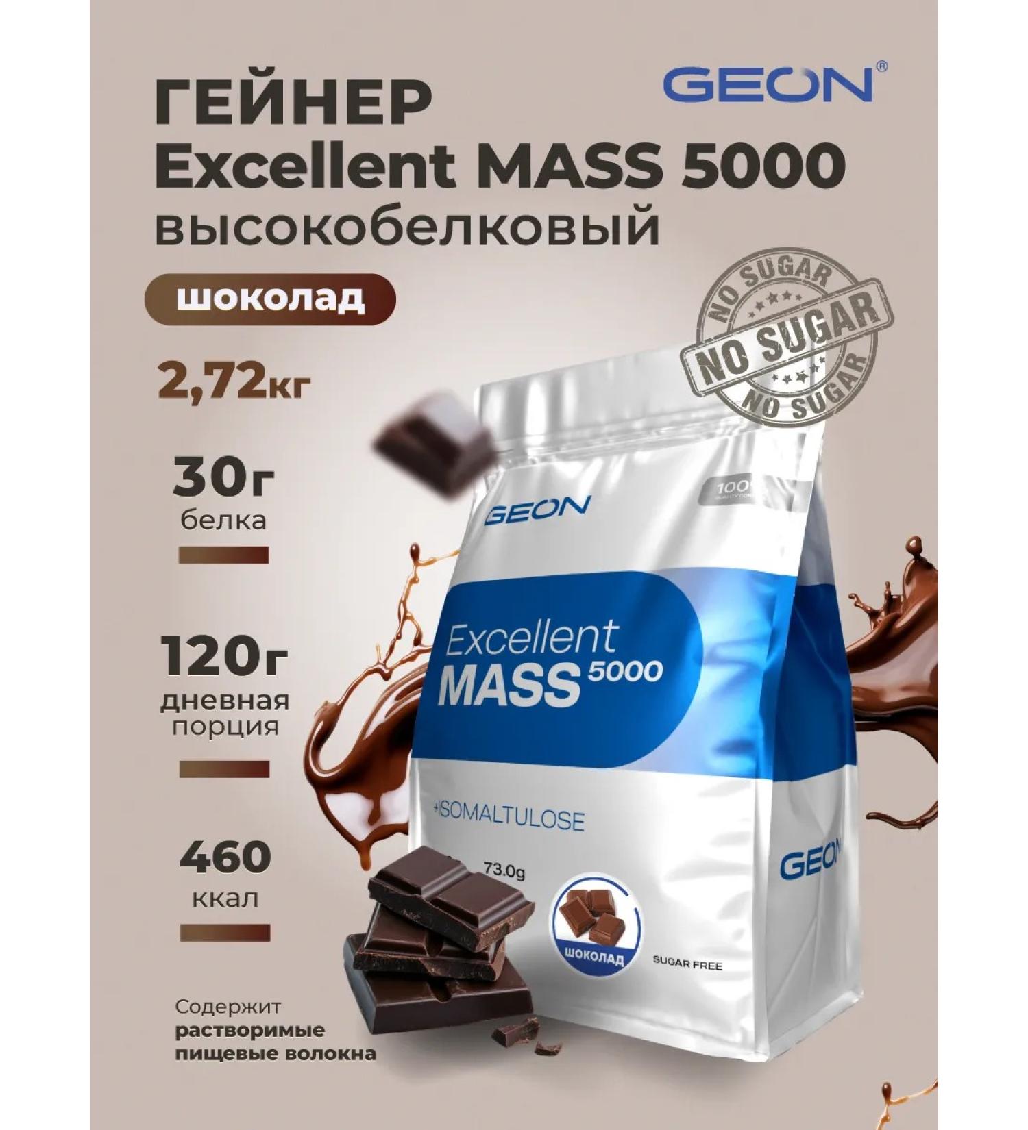 Geon Heiner Excellent Mass 5000 Chocolate 2720 gr - Buy Online on GoSupps.com
