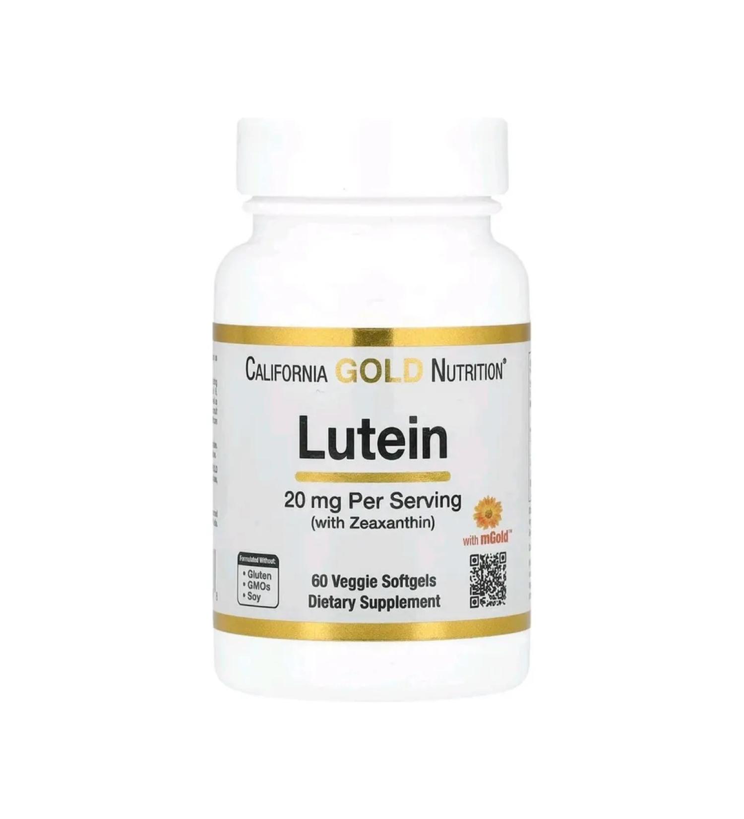 California Gold Nutrition Luthein with zeaxantin 20 mg 60 capsules - Buy Online on GoSupps.com