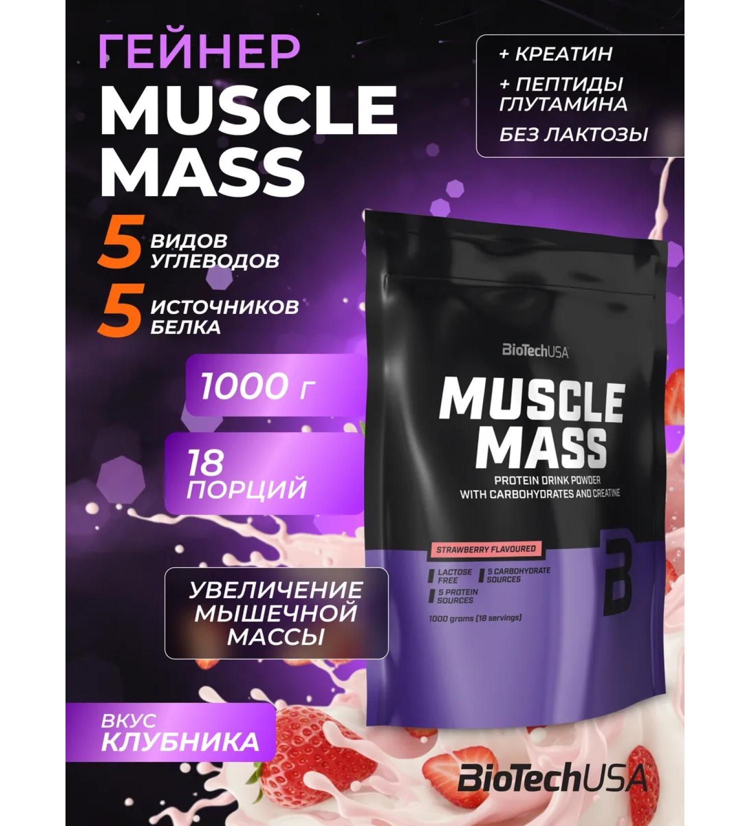 BioTechUSA Gainer Muscle Mass 1000 g. Strawberry - Buy Online on GoSupps.com