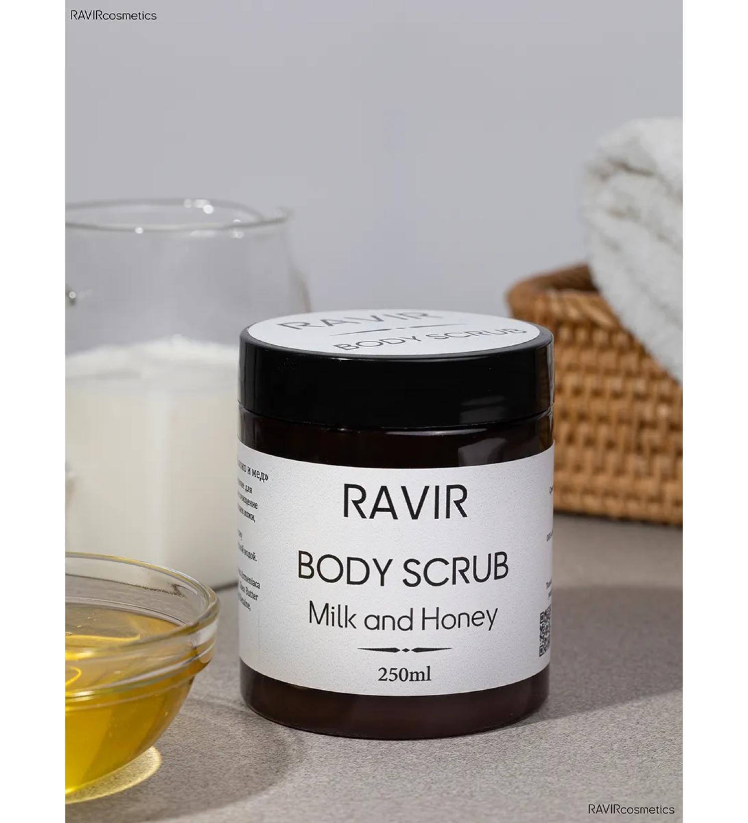 RAVIR Cosmetics Body scrub sugar anti -cellulite milk honey 250 ml - Buy Online on GoSupps.com