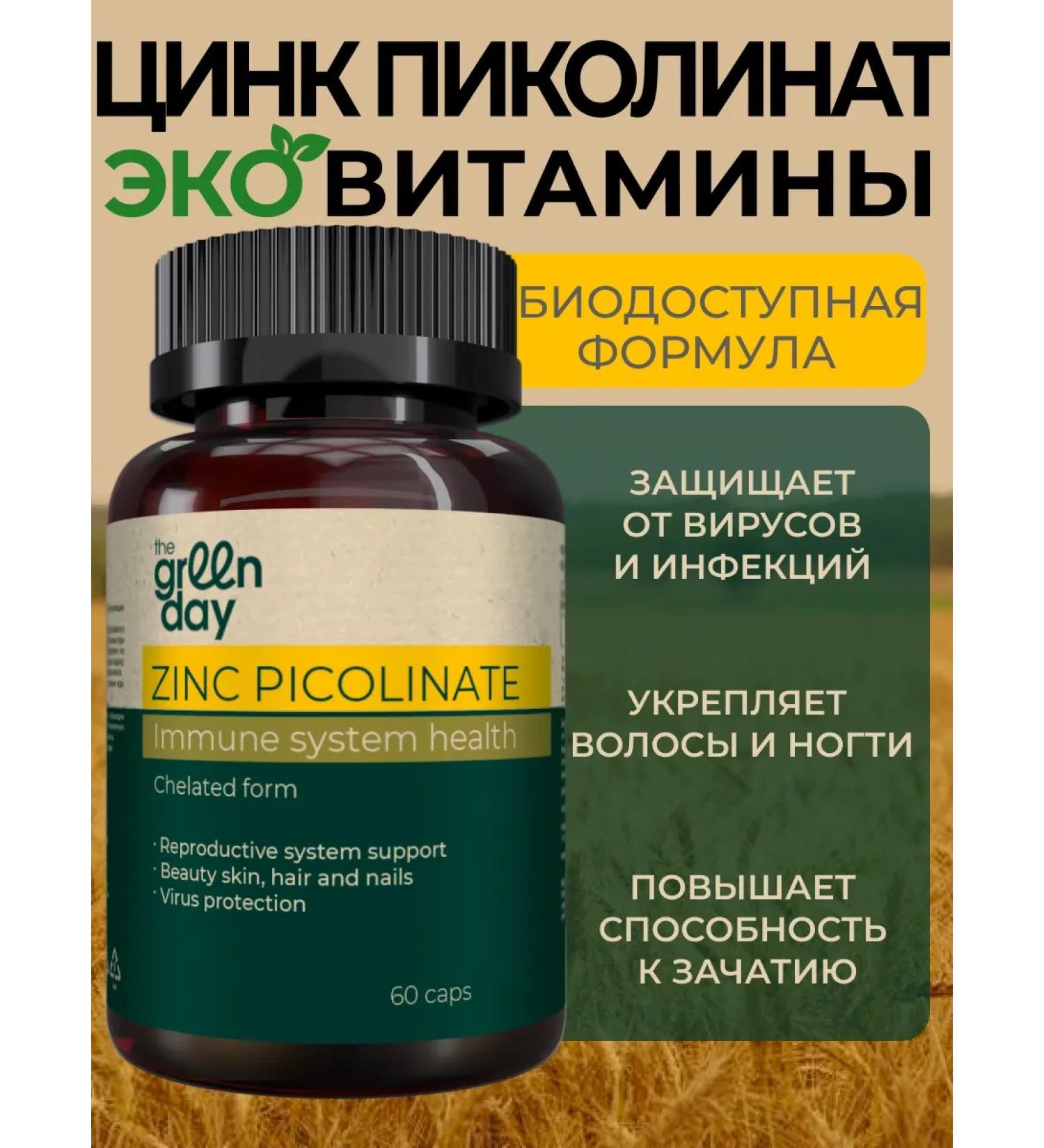 Green Day Zinc picoline for immunity hair and nails 60 capsules - Buy Online on GoSupps.com