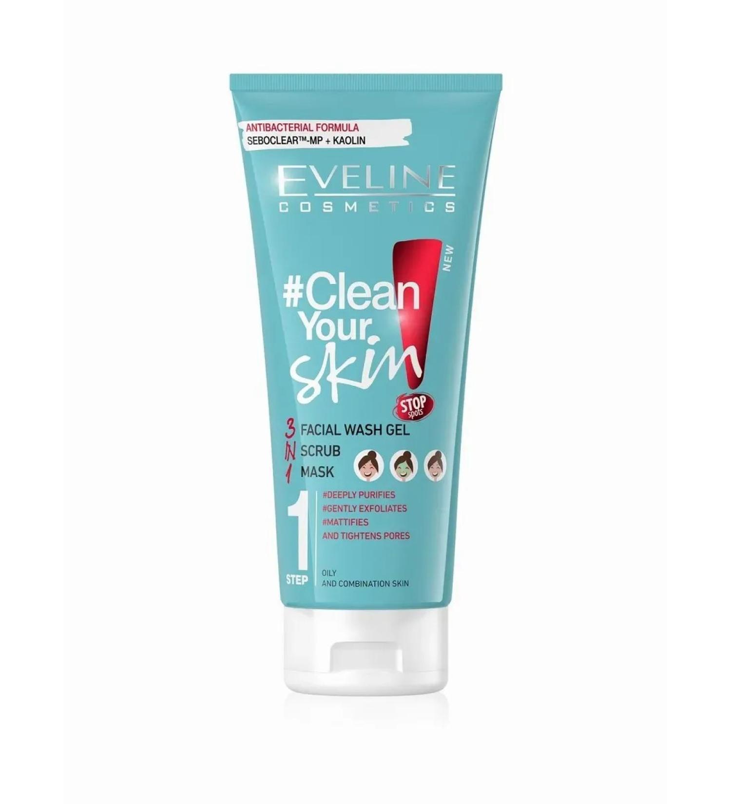 Eveline Cosmetics Washing gel+scrub+mask 3B1 Clean your skin 200ml