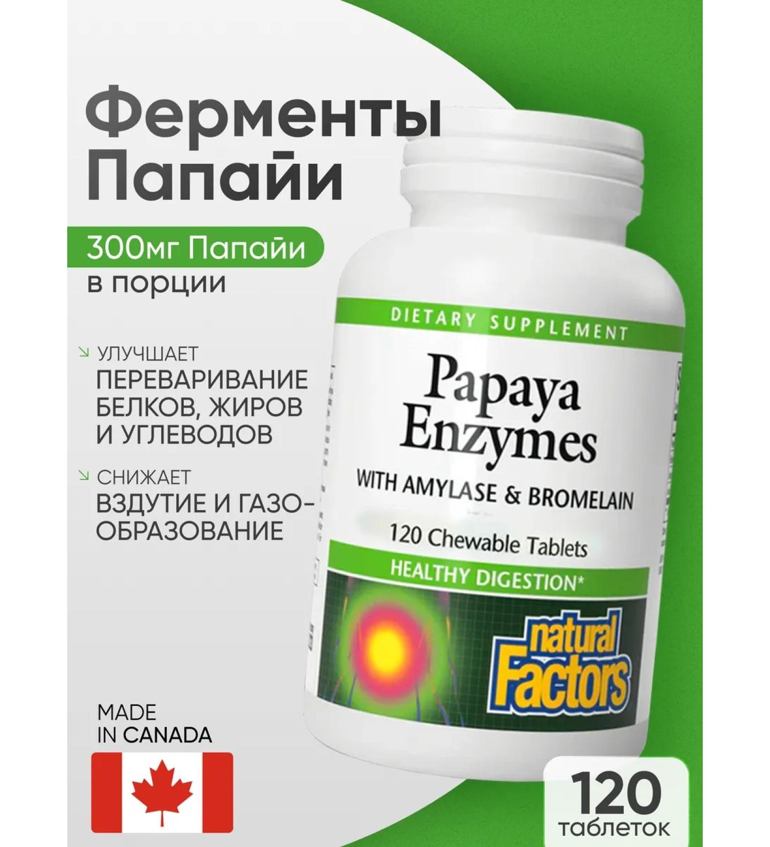 Natural Factors Papaya enzymes for digestion 120 chewing tablets - Buy Online on GoSupps.com