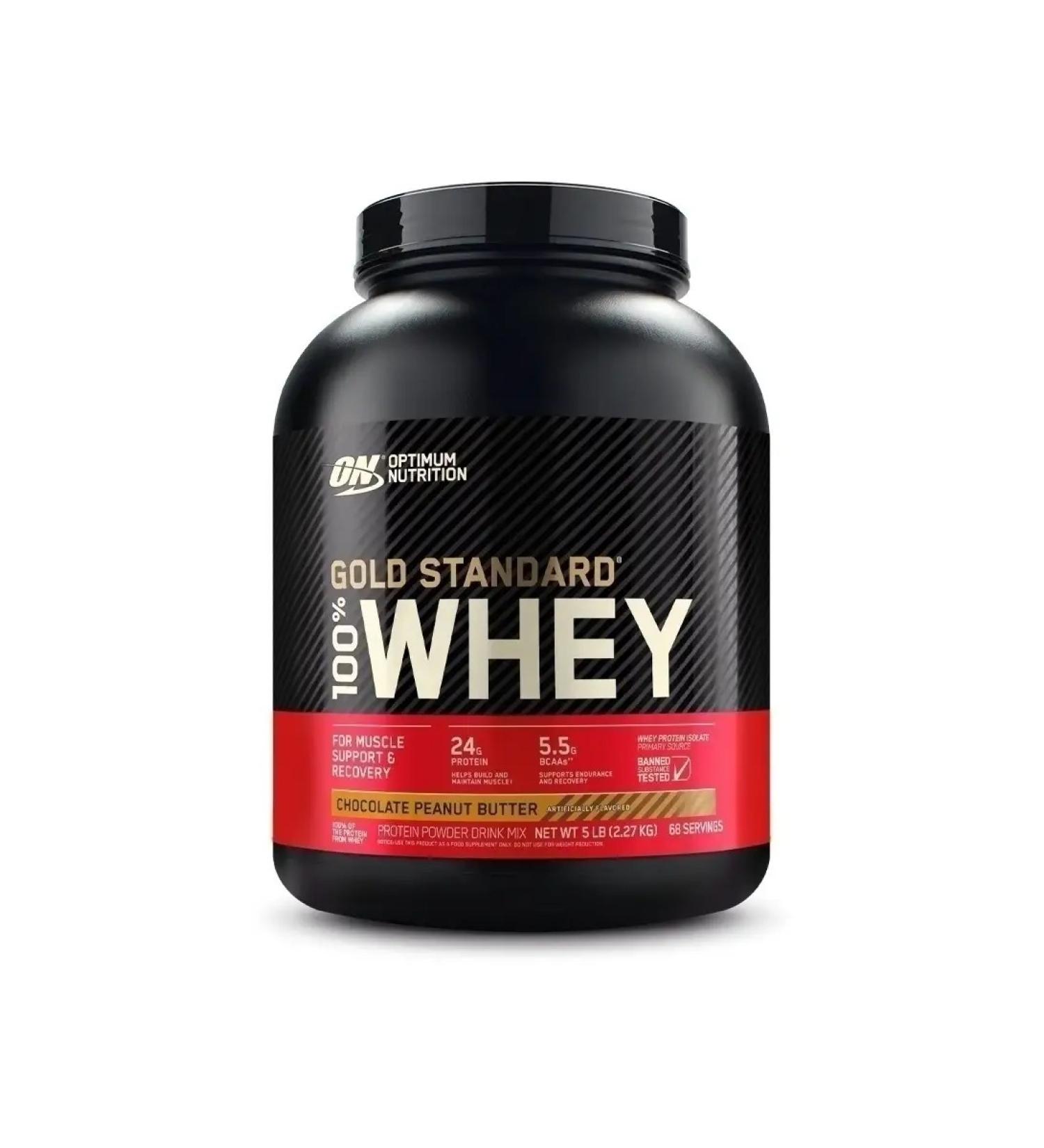 Optimum Nutrition Protein Gold Standard 100% Whey 2270 g - chocolate arachis - Buy Online on GoSupps.com