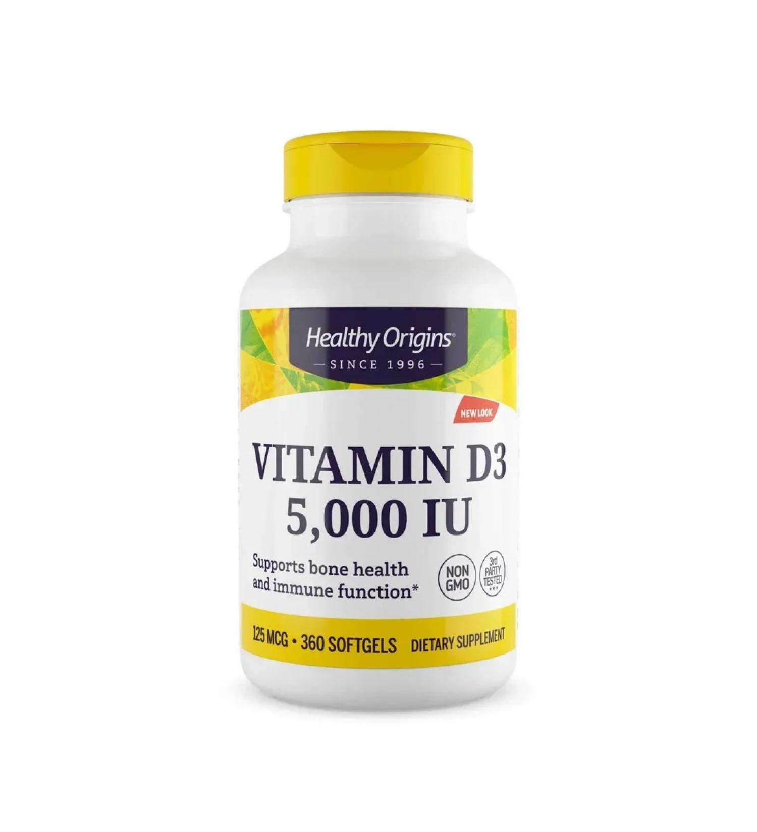 Healthy Origins Vitamin D3 5000 IU 360 Capsules