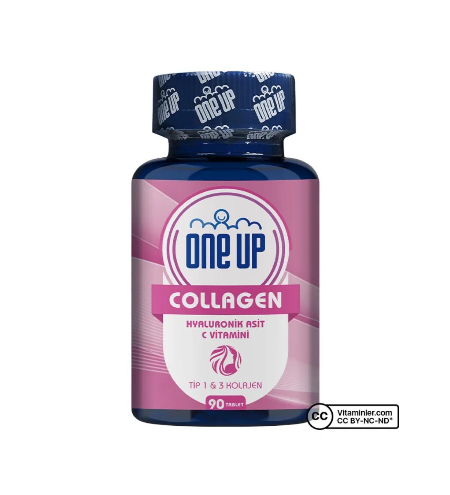 One Up Collagen with hyalur with acid and vitamin C 90 tab T rkiye - Buy Online on GoSupps.com