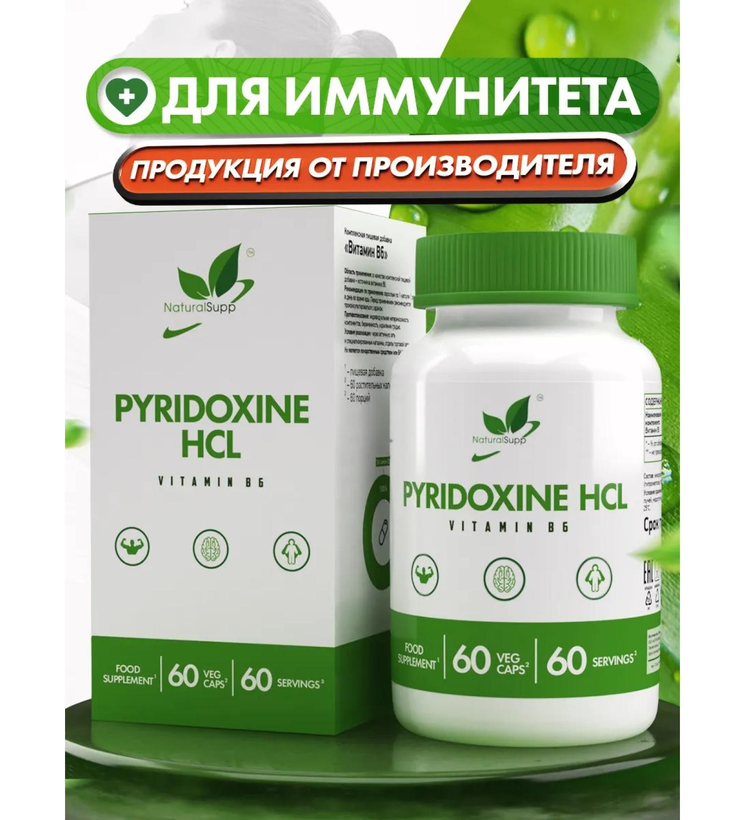 NaturalSupp Pyridoxine vitamin B6 6 mg 60 plant capsules - Buy Online on GoSupps.com