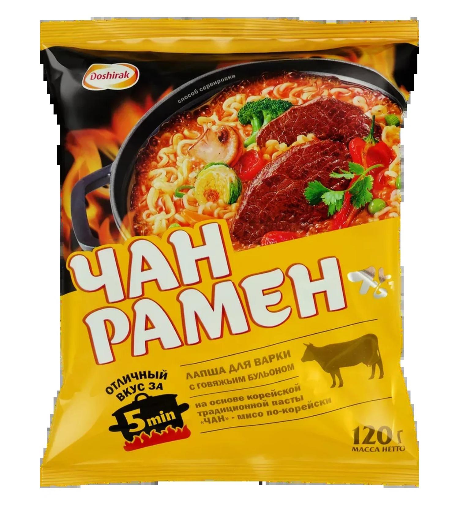 Doshirak Lapsha Chan Ramen with seasonings 120g 4pcs