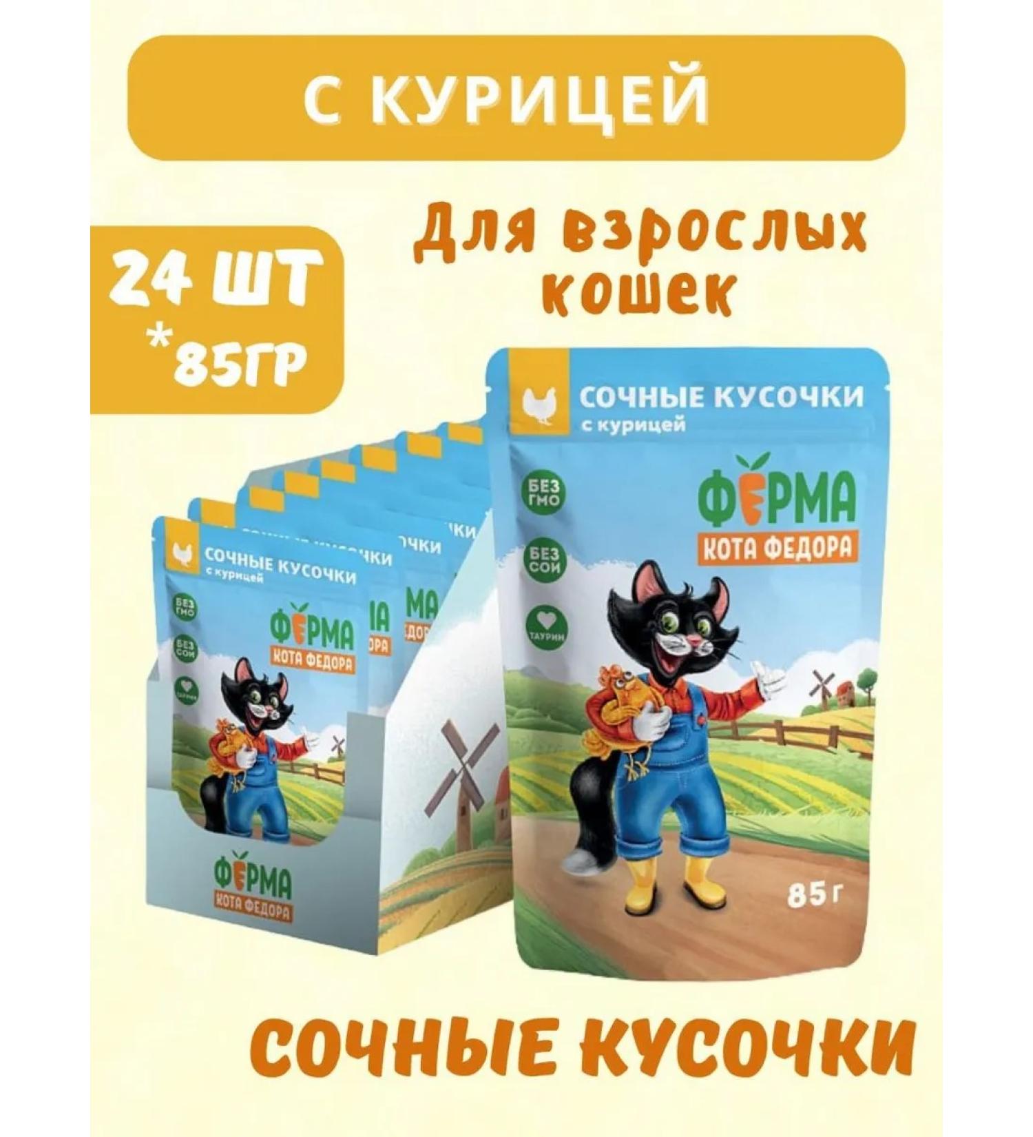 Mnyams Wet food pieces for cats with chicken 85g x 24pcs - Buy Online on GoSupps.com